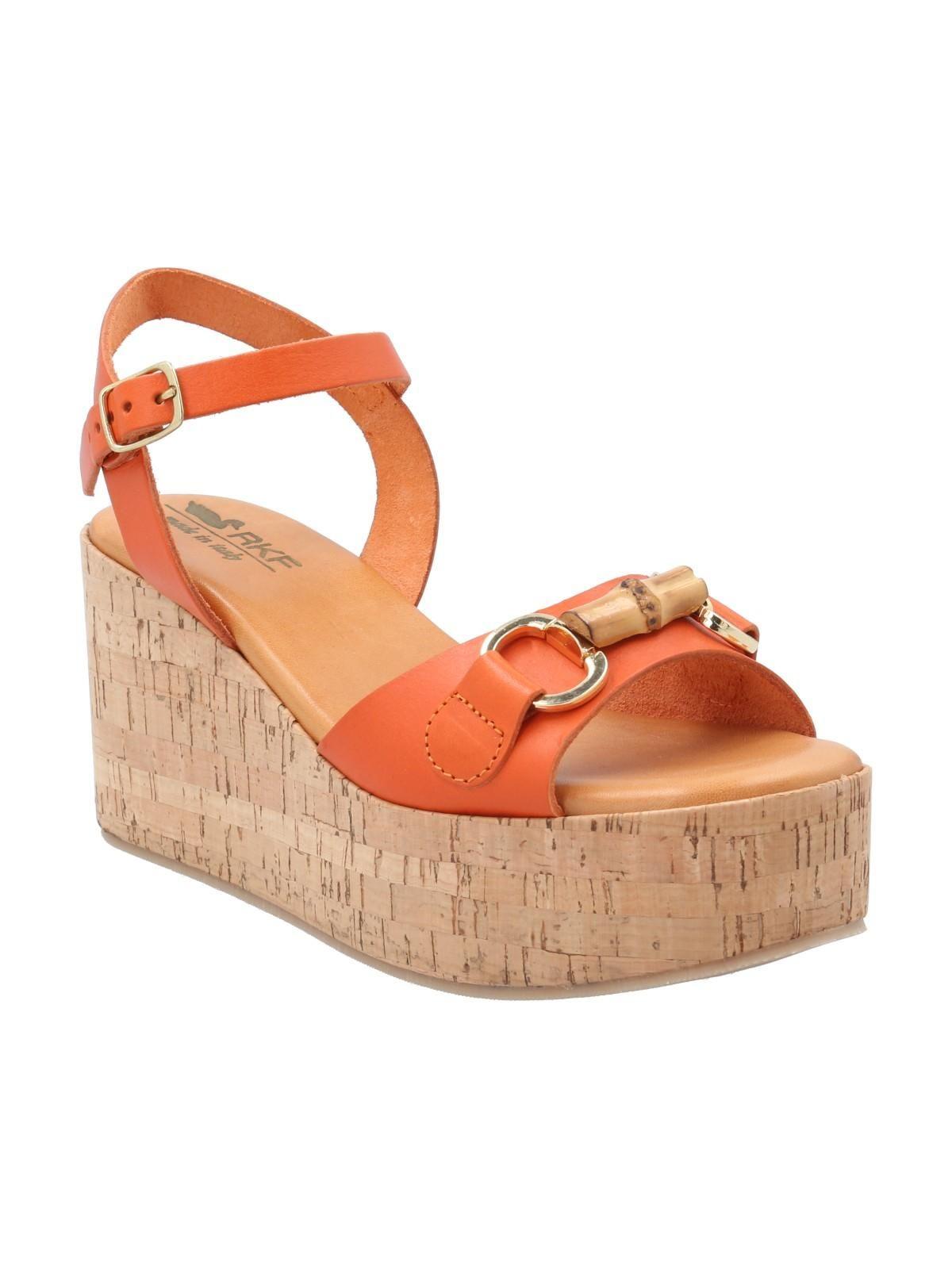 Sandalia Cuero Mujer Joaka Naranjo 67-1