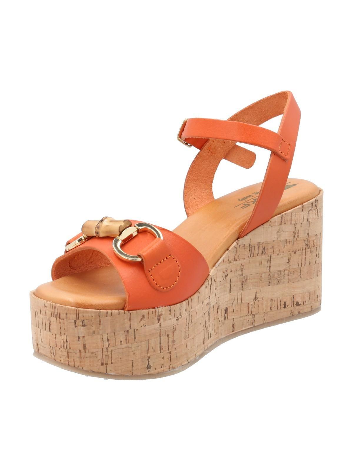 Sandalia Cuero Mujer Joaka Naranjo 67-4