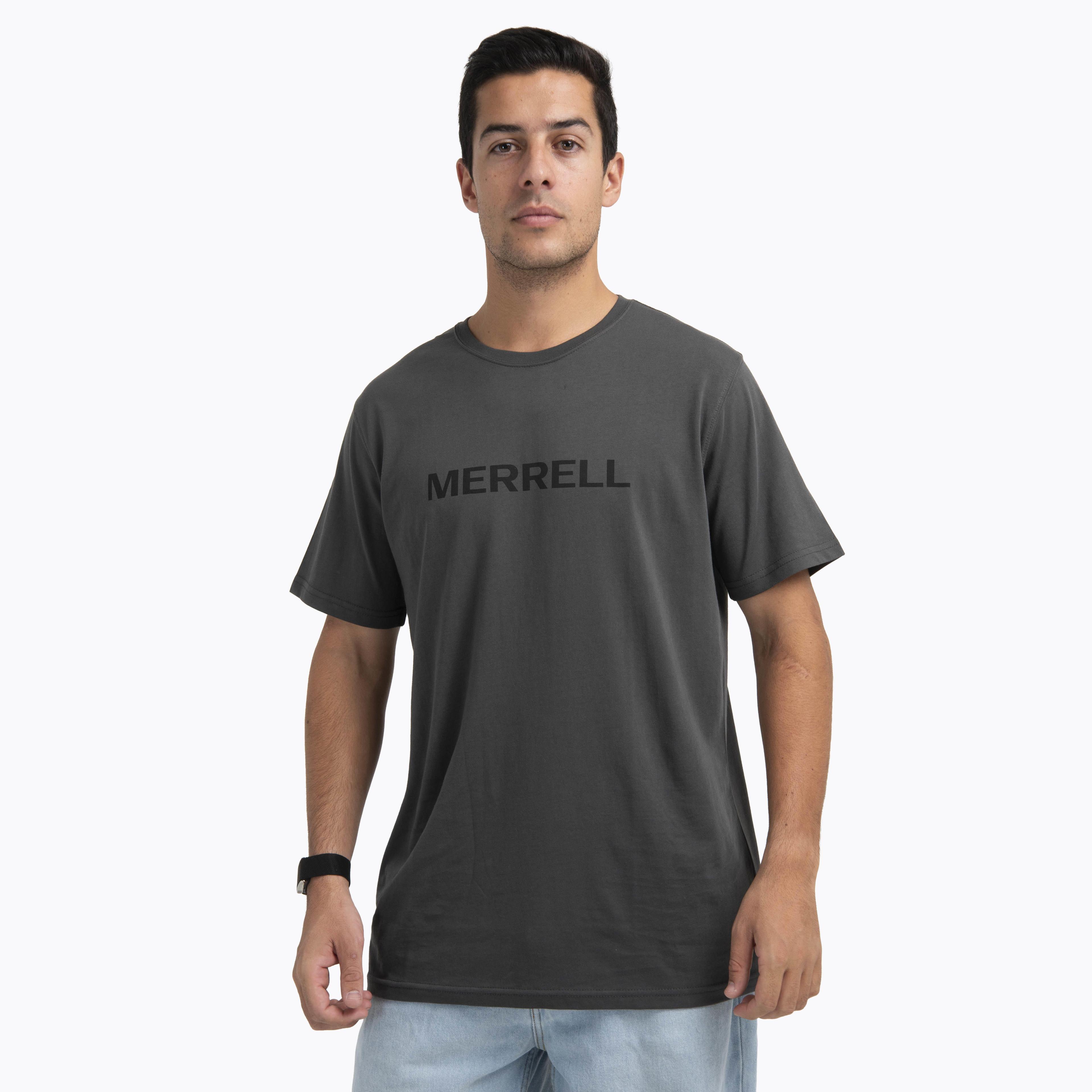Polera Manga Corta Hombre Logo Tee Gris Oscuro-0
