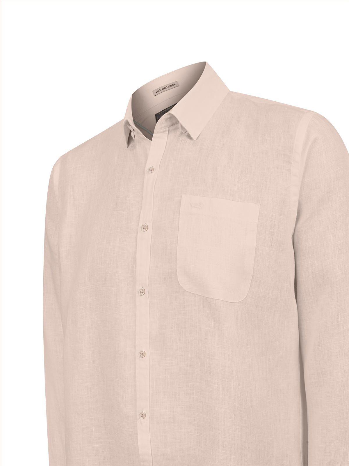 Camisa Lino Orgánico Hombre Claslinen Café-3