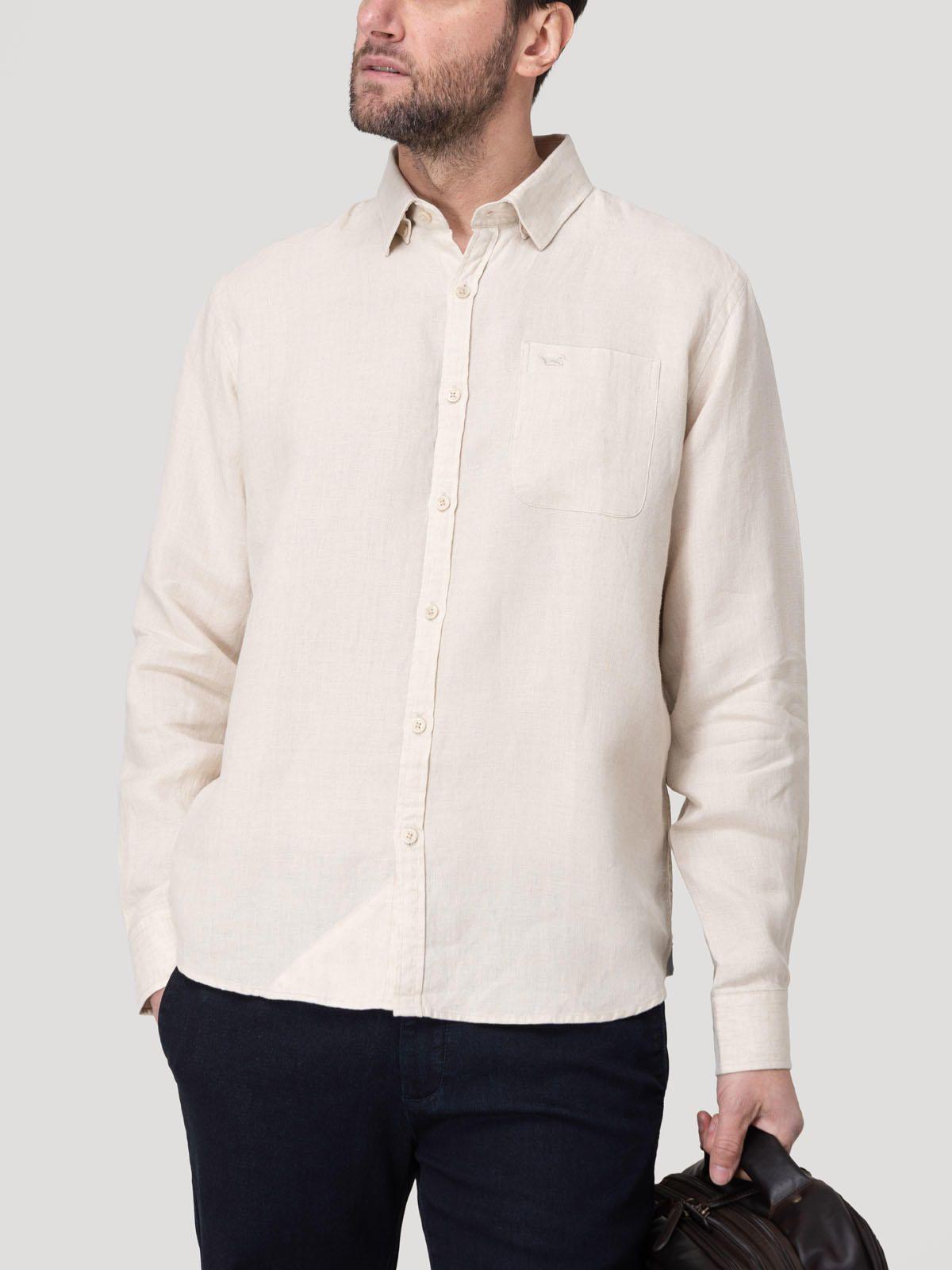 Camisa Lino Orgánico Hombre Claslinen Café-4