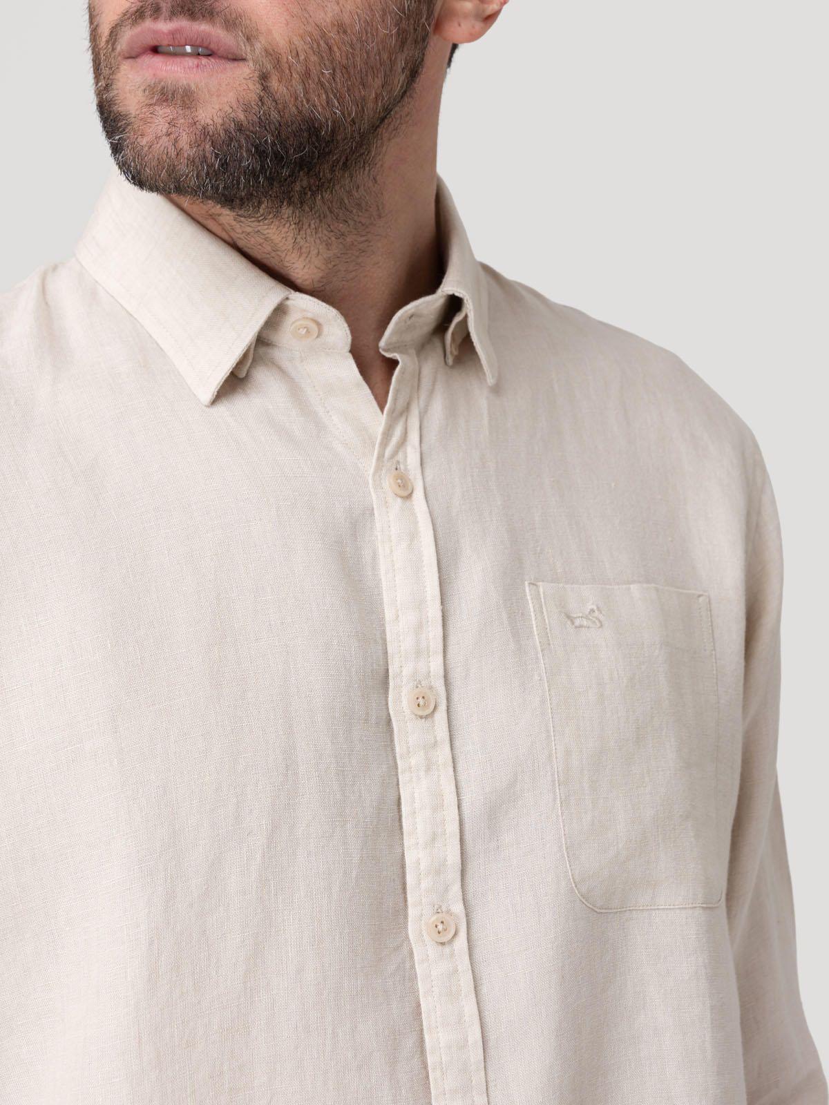 Camisa Lino Orgánico Hombre Claslinen Café-6
