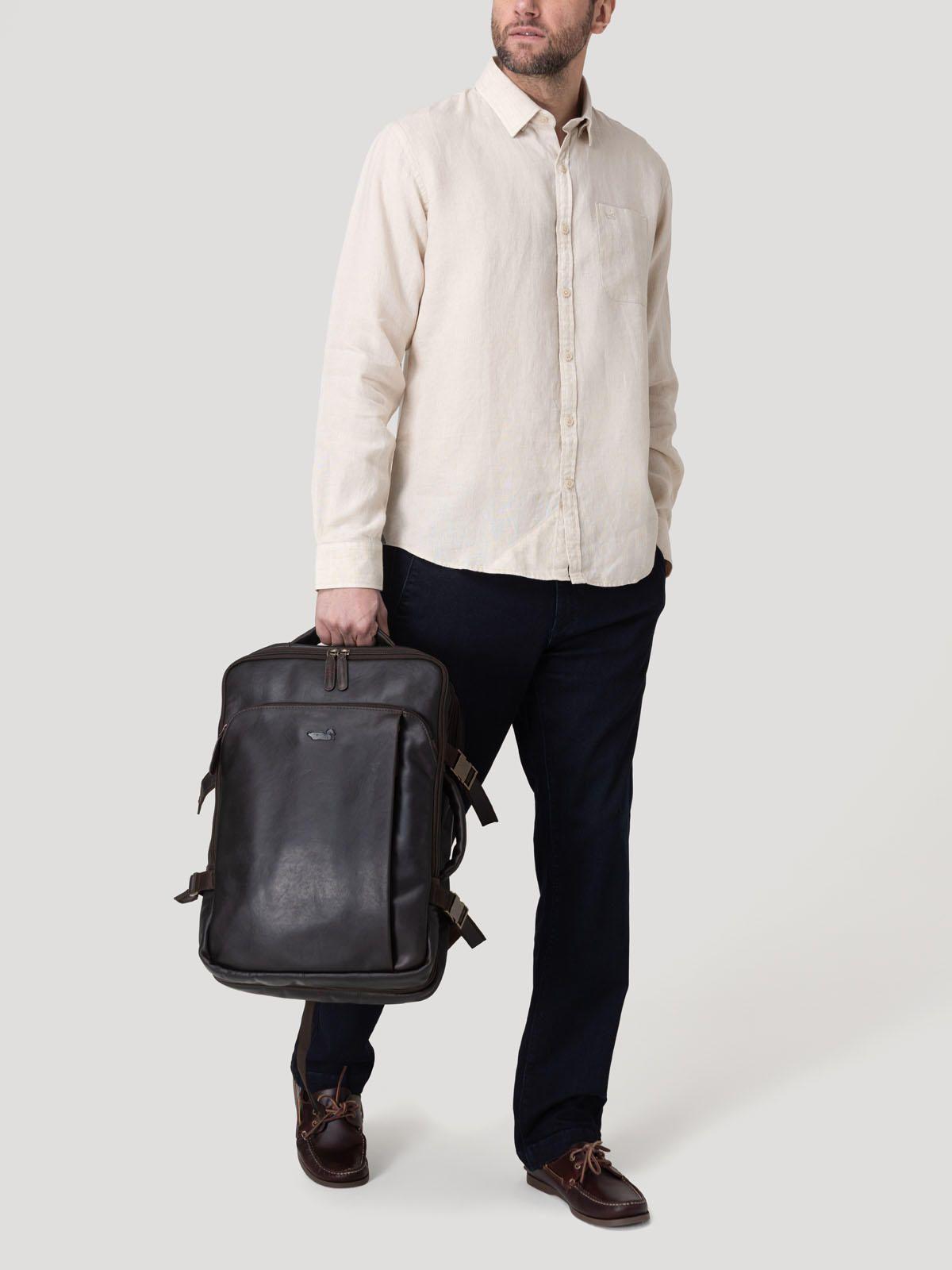 Camisa Lino Orgánico Hombre Claslinen Café-7