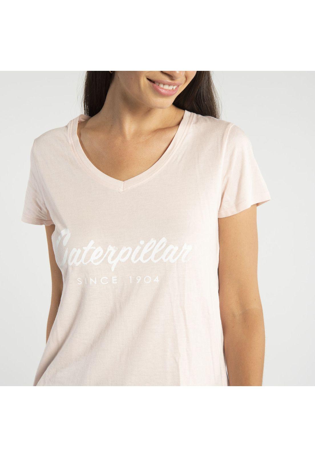 Polera M/C Mujer Logo Script V-Neck T Palo Rosa-3