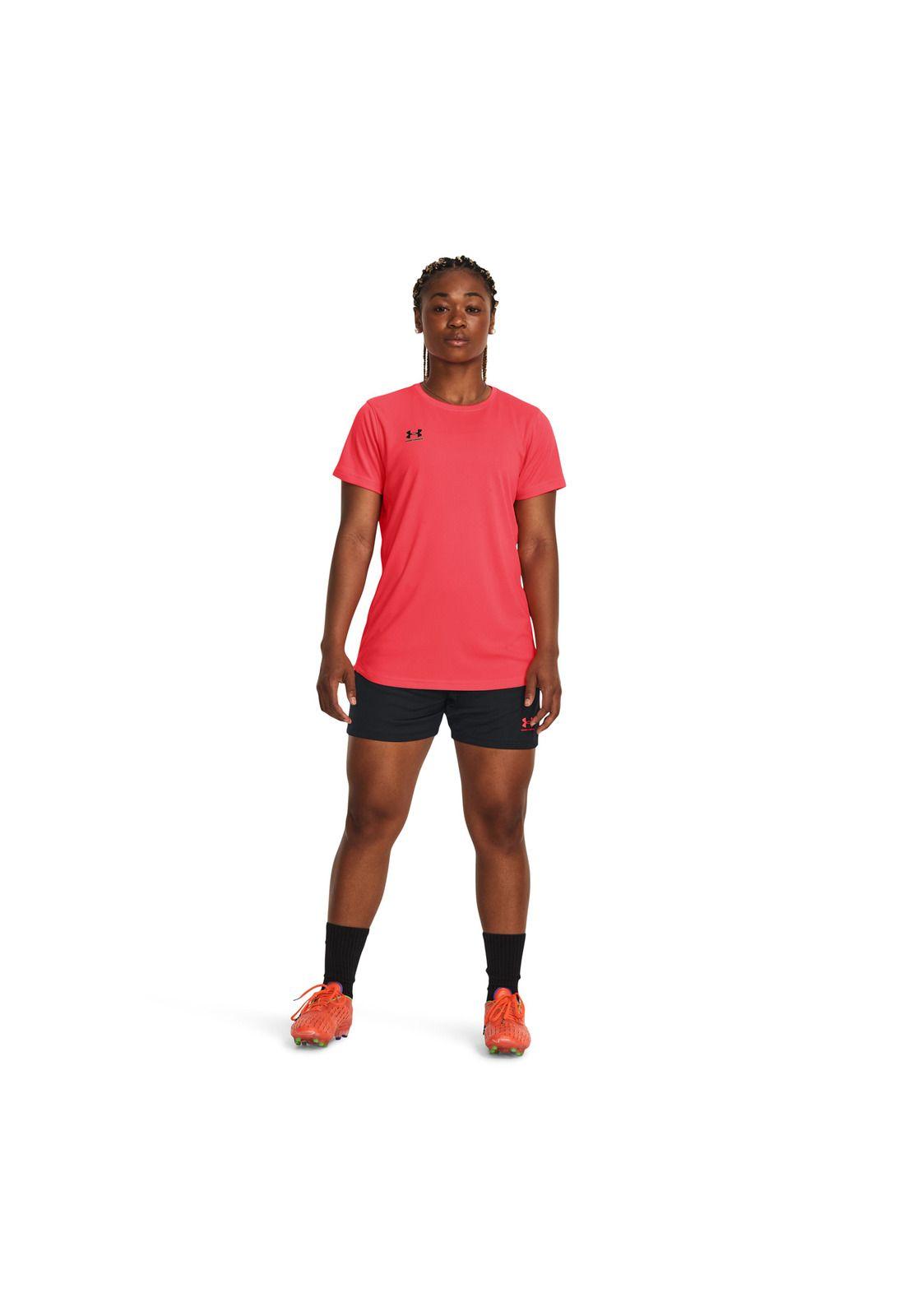 Polera manga corta UA Challengr mujer Rojo-5