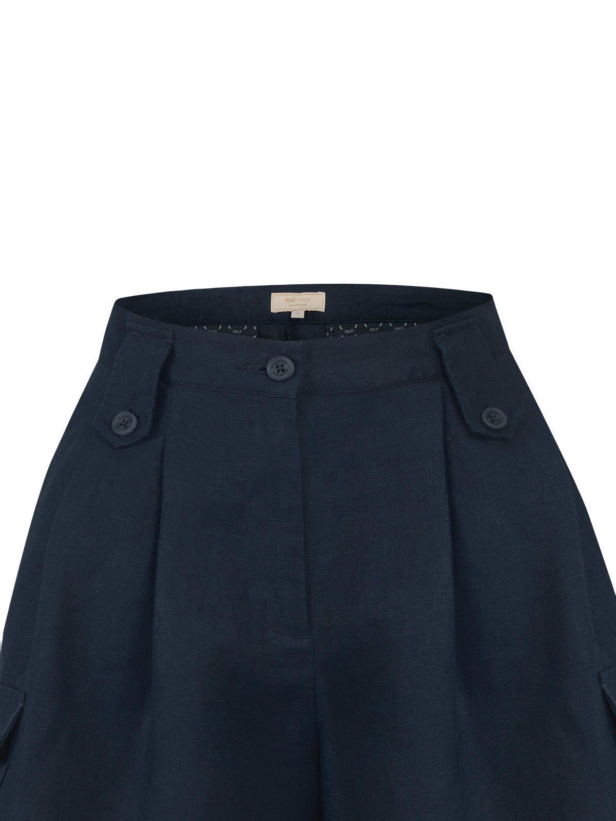 Short Lino Orgánico Mujer Rout Azul-3
