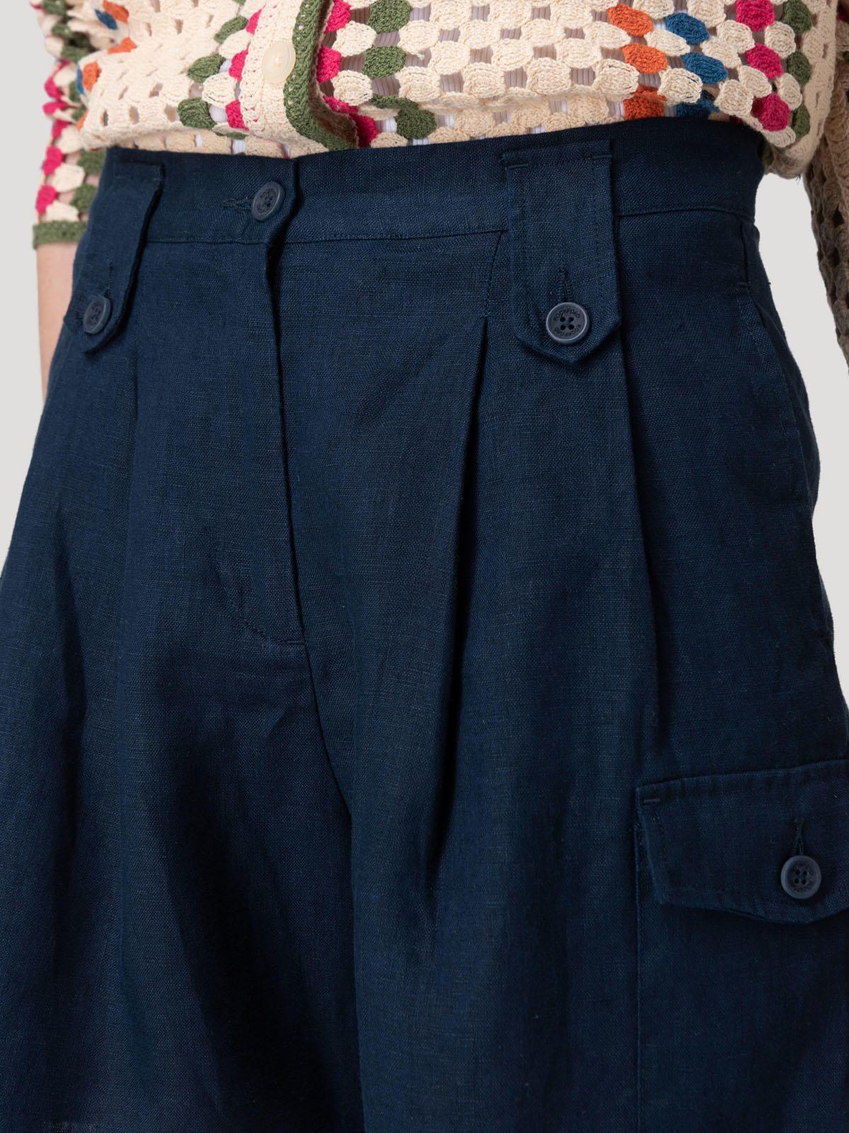 Short Lino Orgánico Mujer Rout Azul-6