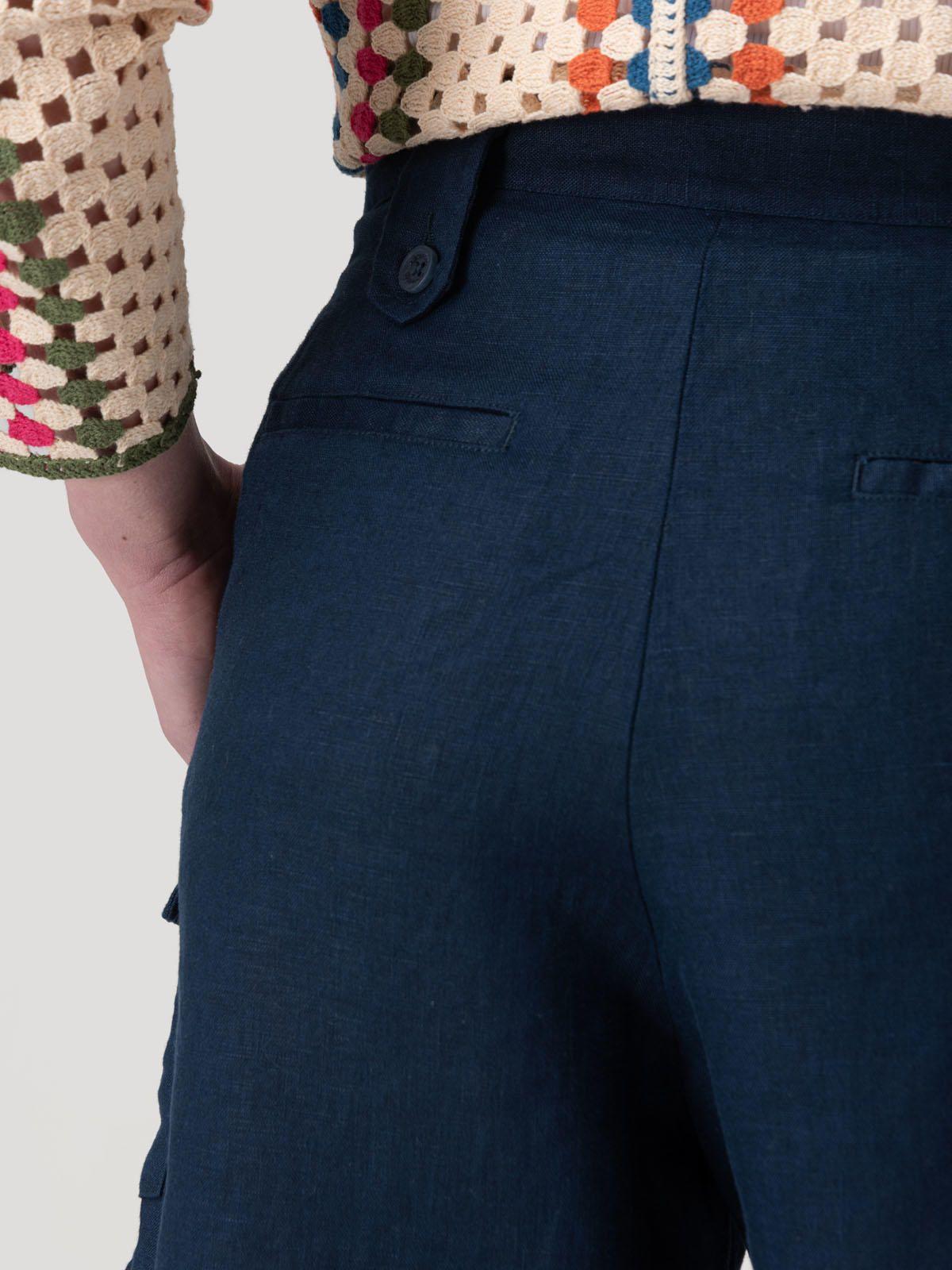 Short Lino Orgánico Mujer Rout Azul-7