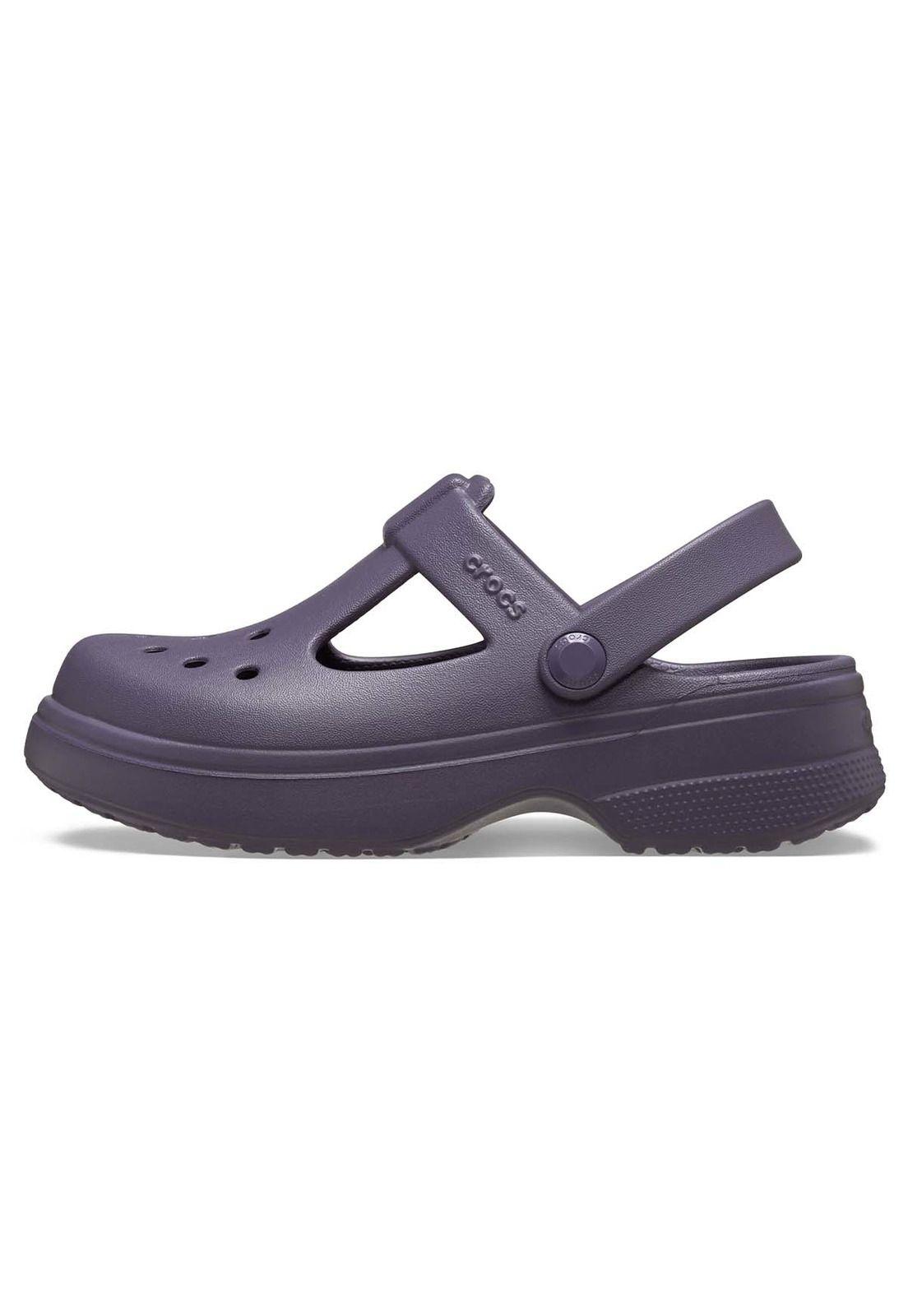 Zueco Crocs Niña Pequeña Mary Jane T Morado Oscuro-1