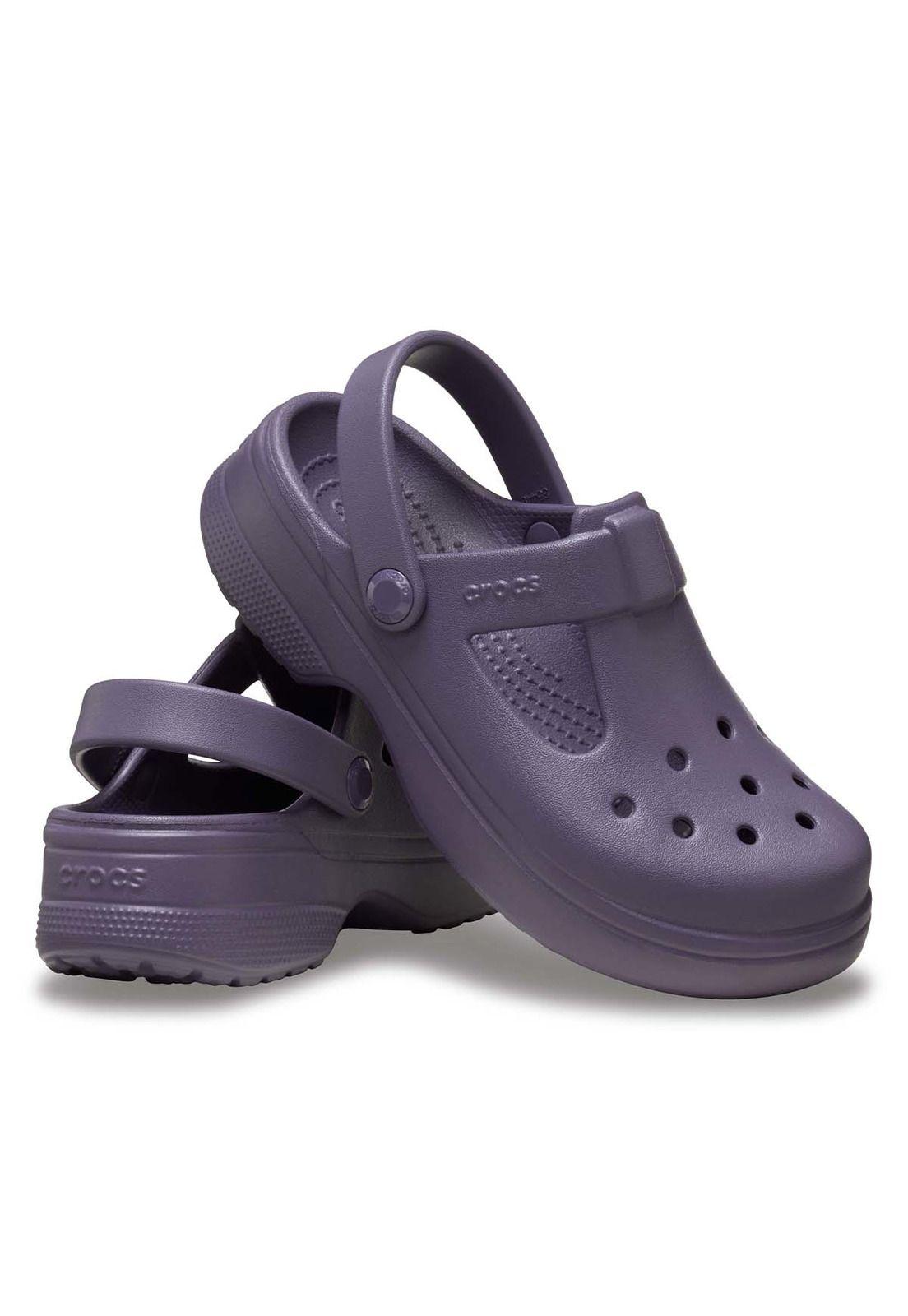 Zueco Crocs Niña Pequeña Mary Jane T Morado Oscuro-3