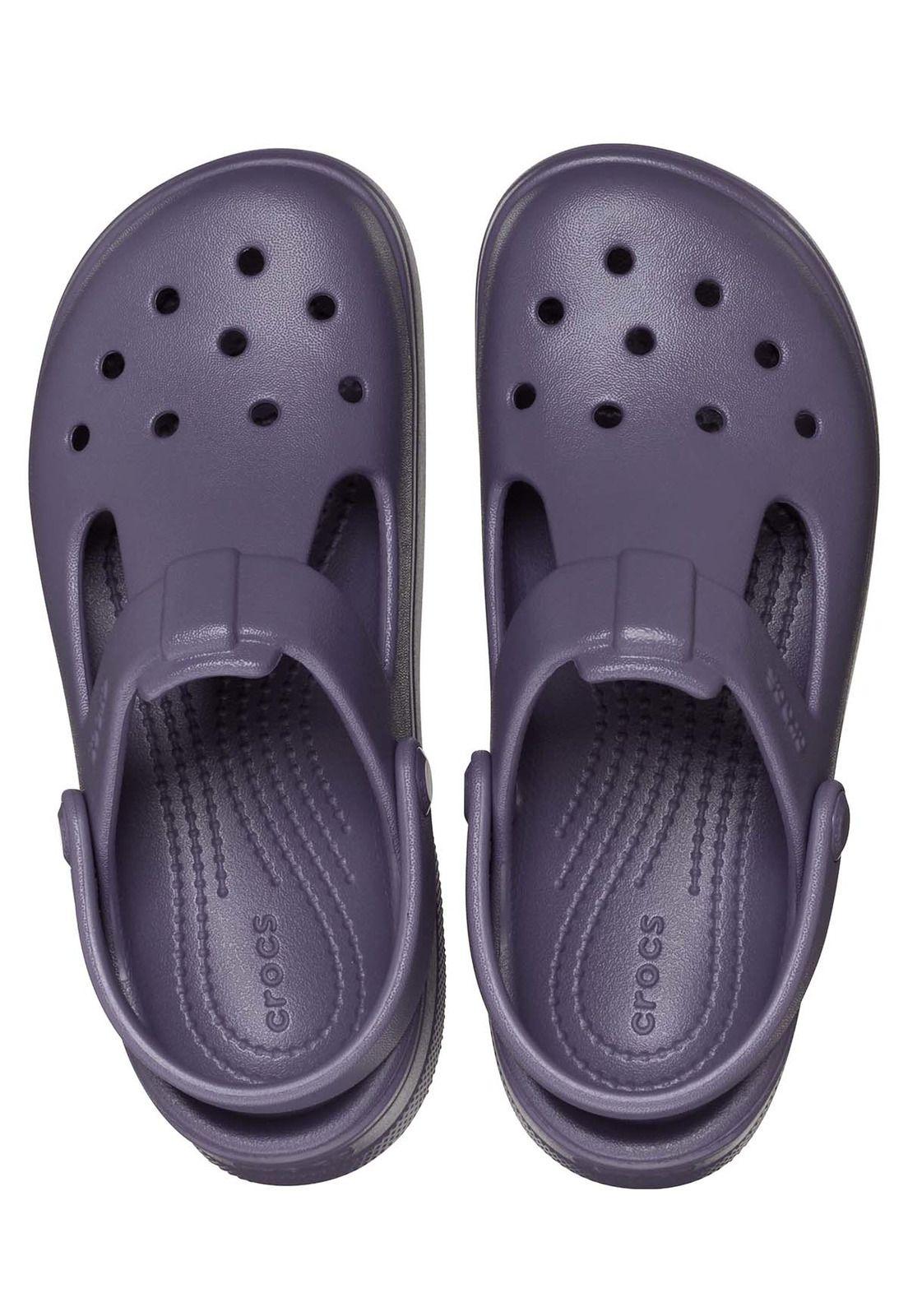 Zueco Crocs Niña Pequeña Mary Jane T Morado Oscuro-4