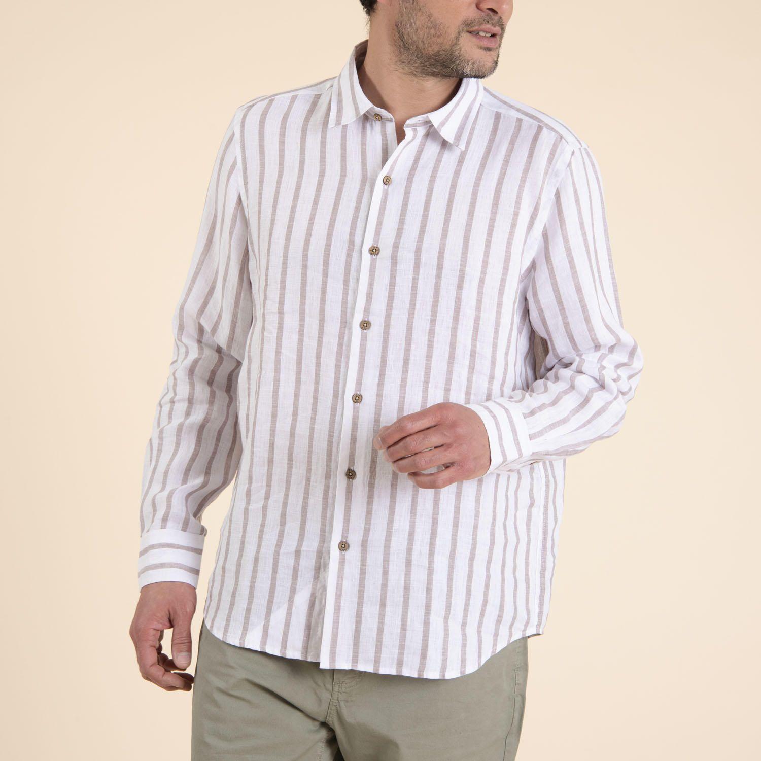 Camisa Algodón Orgánico Hombre Stripe Arena-1
