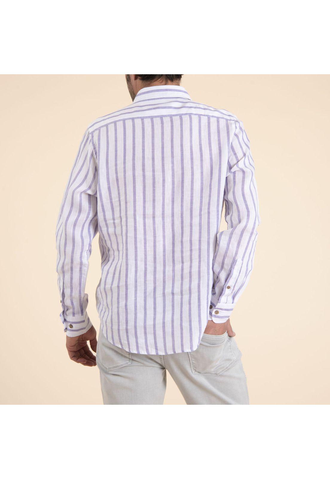 Camisa Algodón Orgánico Hombre Stripe Morado-3