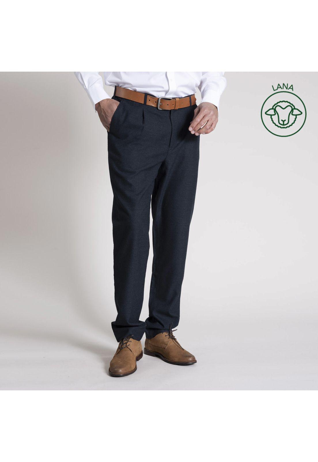 Pantalon Masculino Franel Lana Azul Petróleo-0