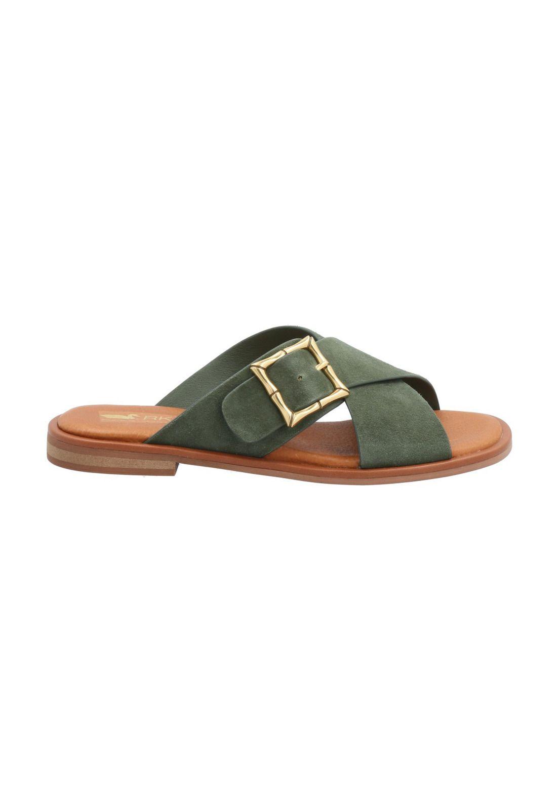 Sandalia Cuero Mujer Doha Verde-0