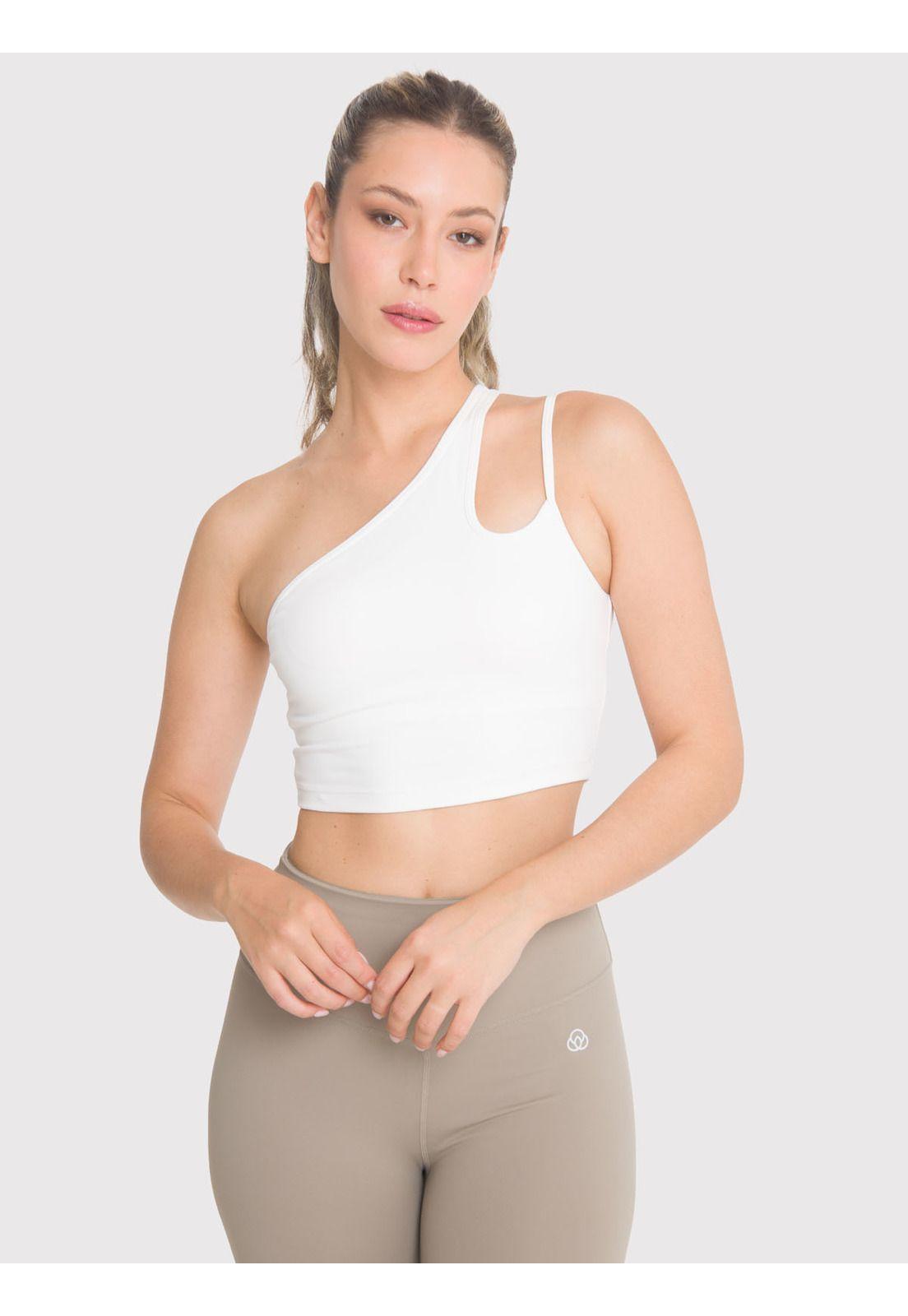 Peto asimétrico Mujer One Shoulder Blanco-3