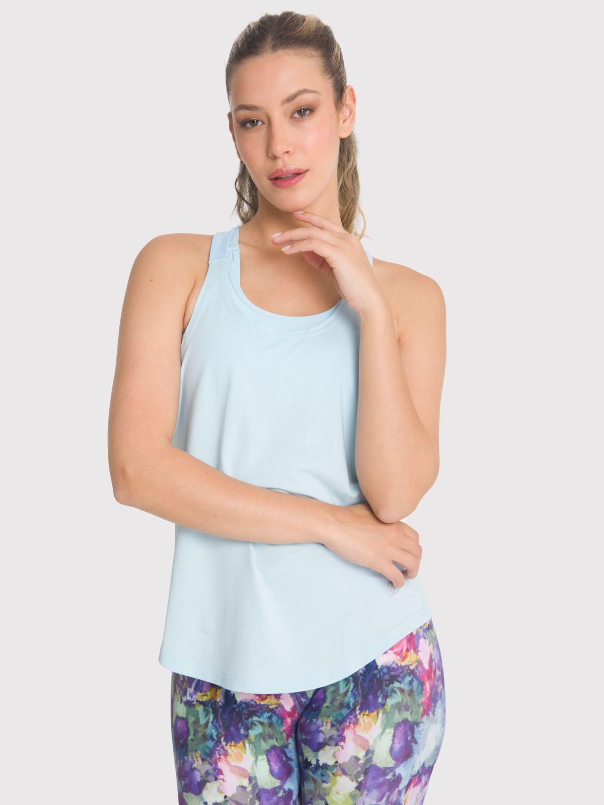 Polera deportiva Mujer Training Tank Celeste-0