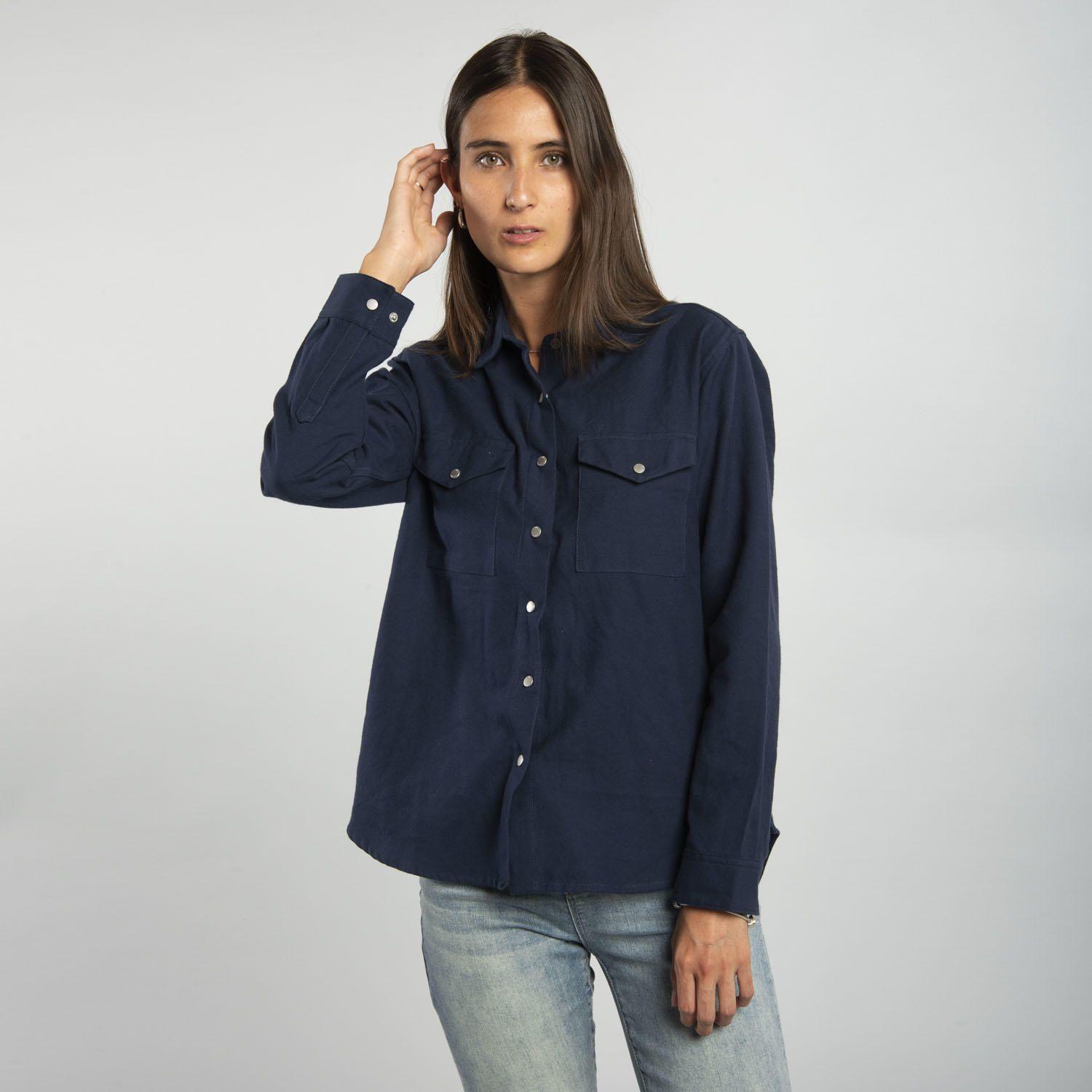 Blusa Mujer W Fdtn Boyfriend Ls Azul Marino-1