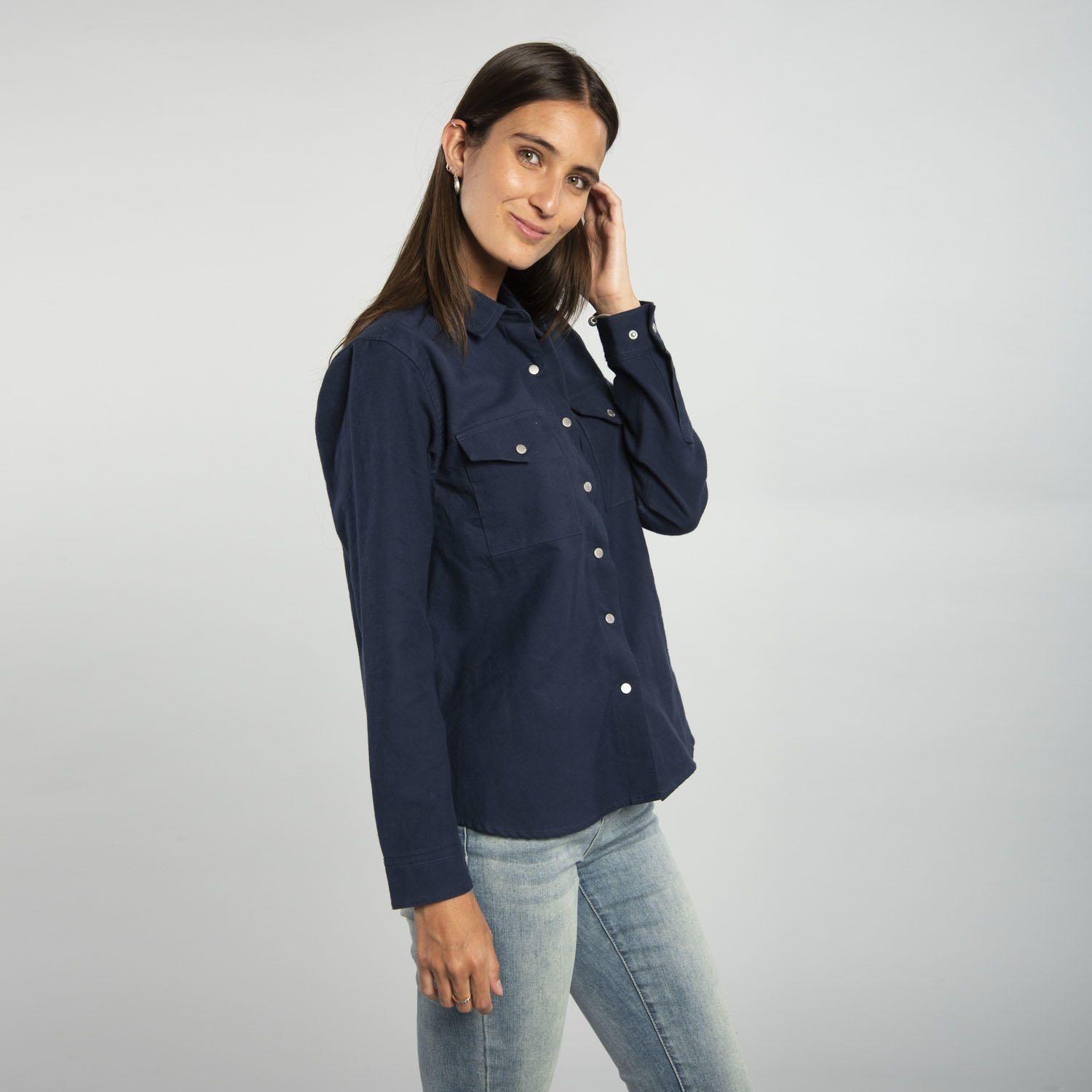 Blusa Mujer W Fdtn Boyfriend Ls Azul Marino-2