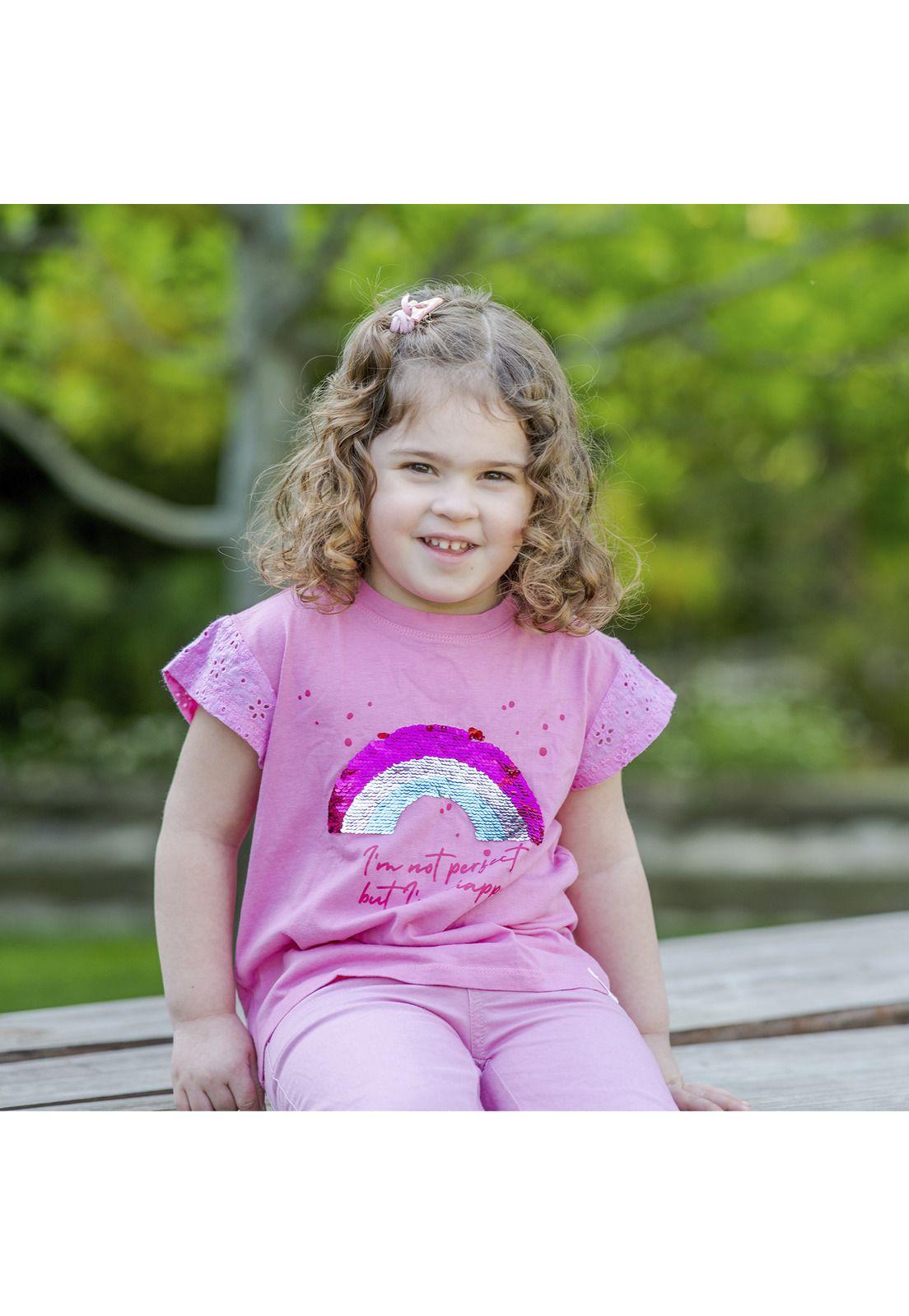 Polera M/C Niña Rainbow Rosado-2