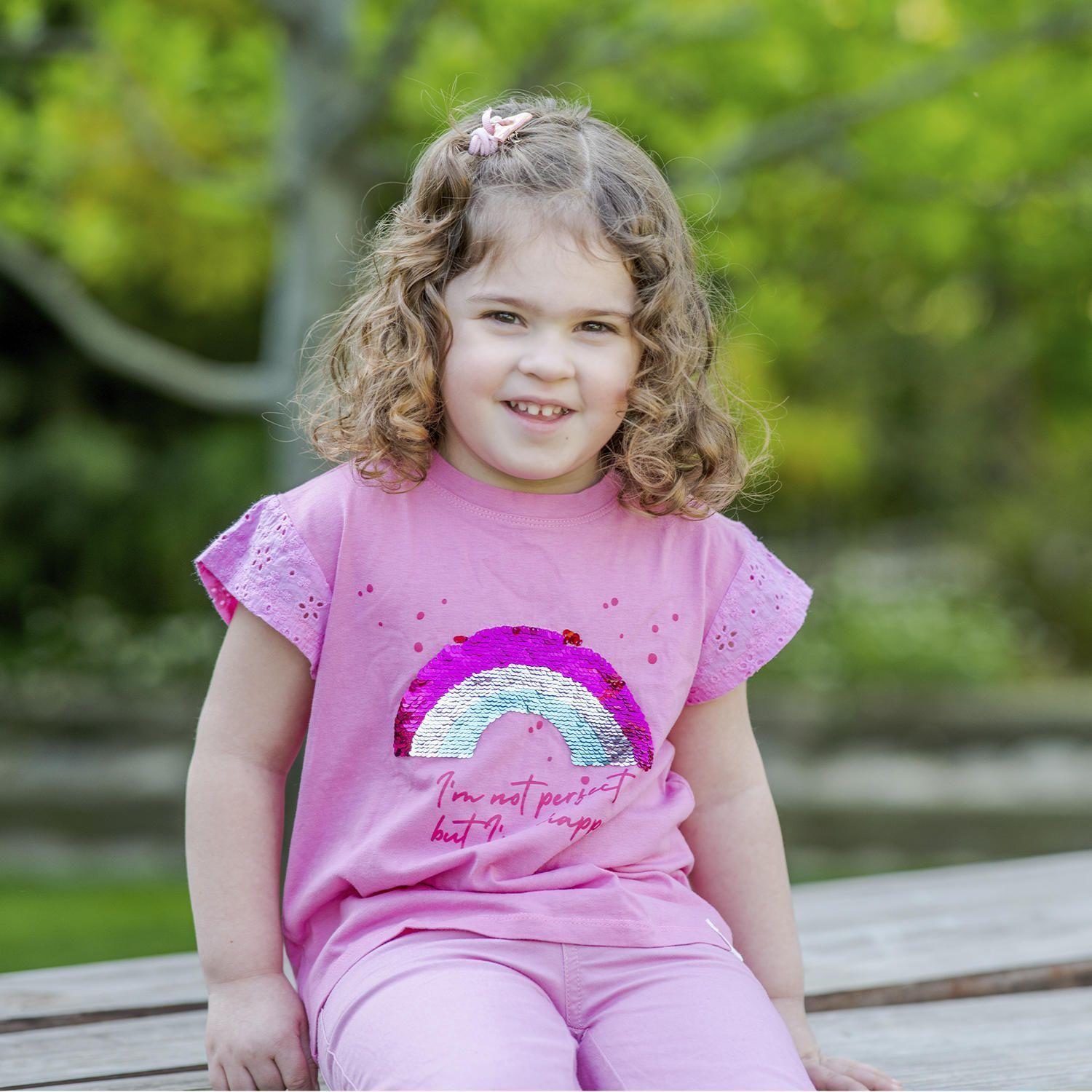 Polera M/C Niña Rainbow Rosado-2