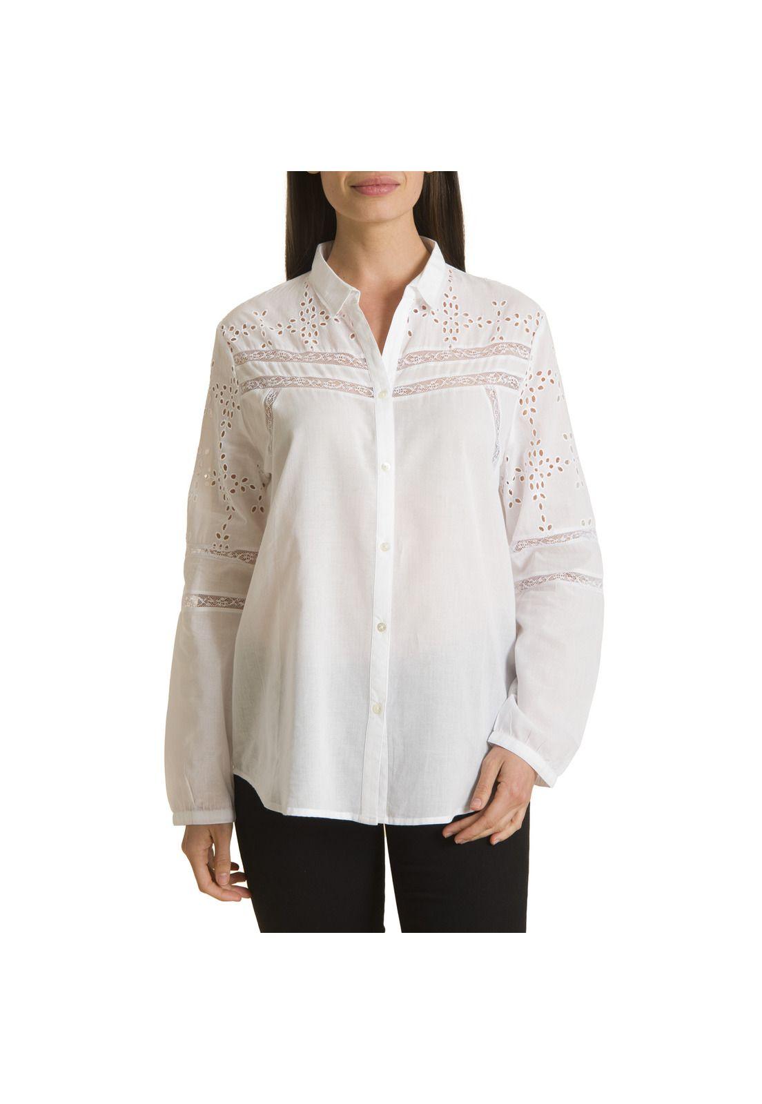 Blusa De Encaje Blanco-0