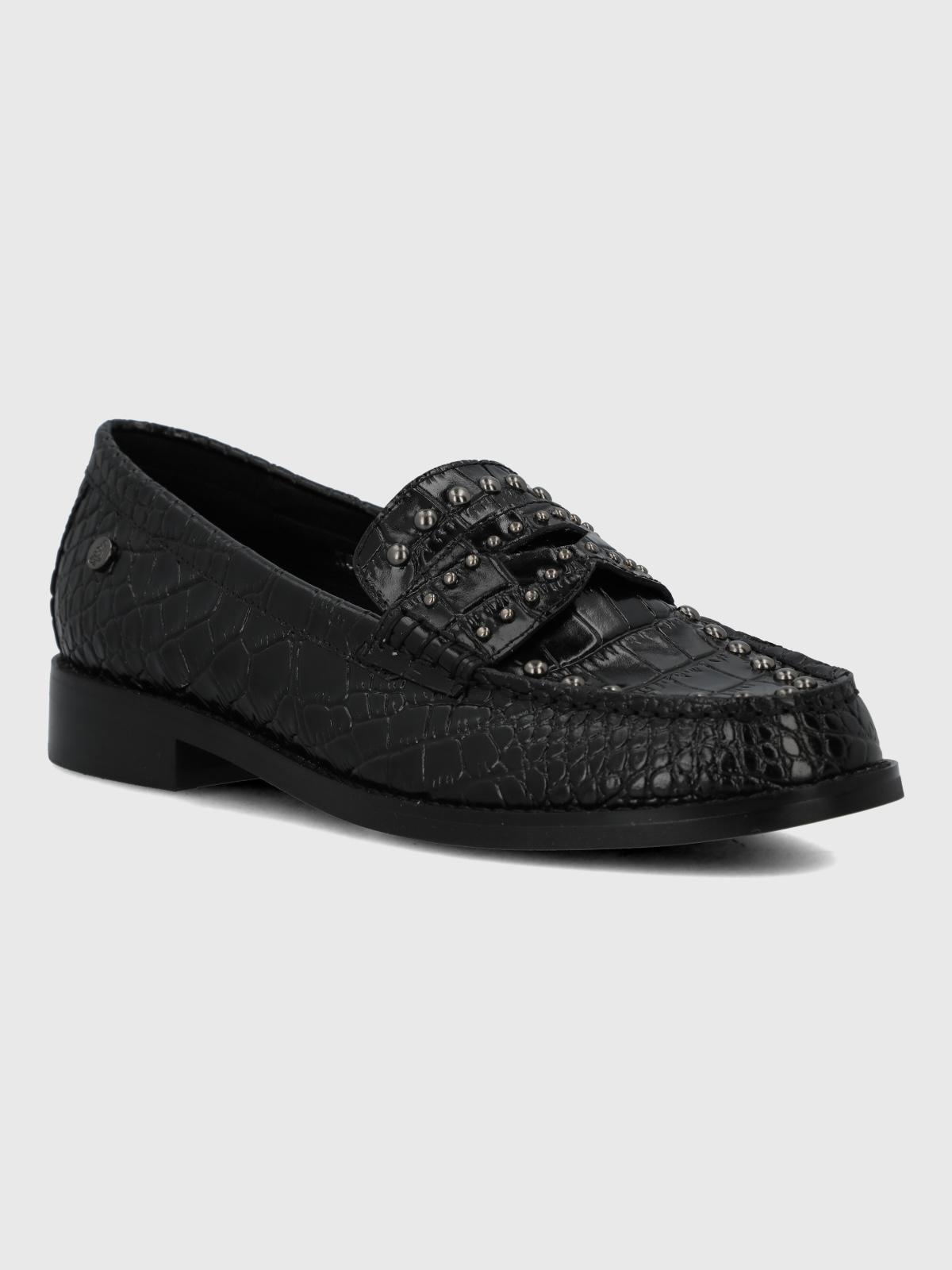 Mocasin Cuero Mujer Crota Negro-0
