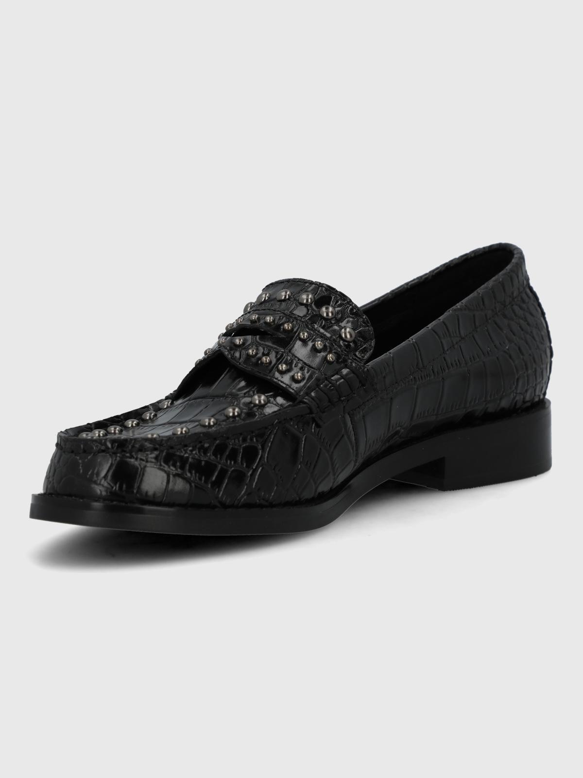 Mocasin Cuero Mujer Crota Negro-4