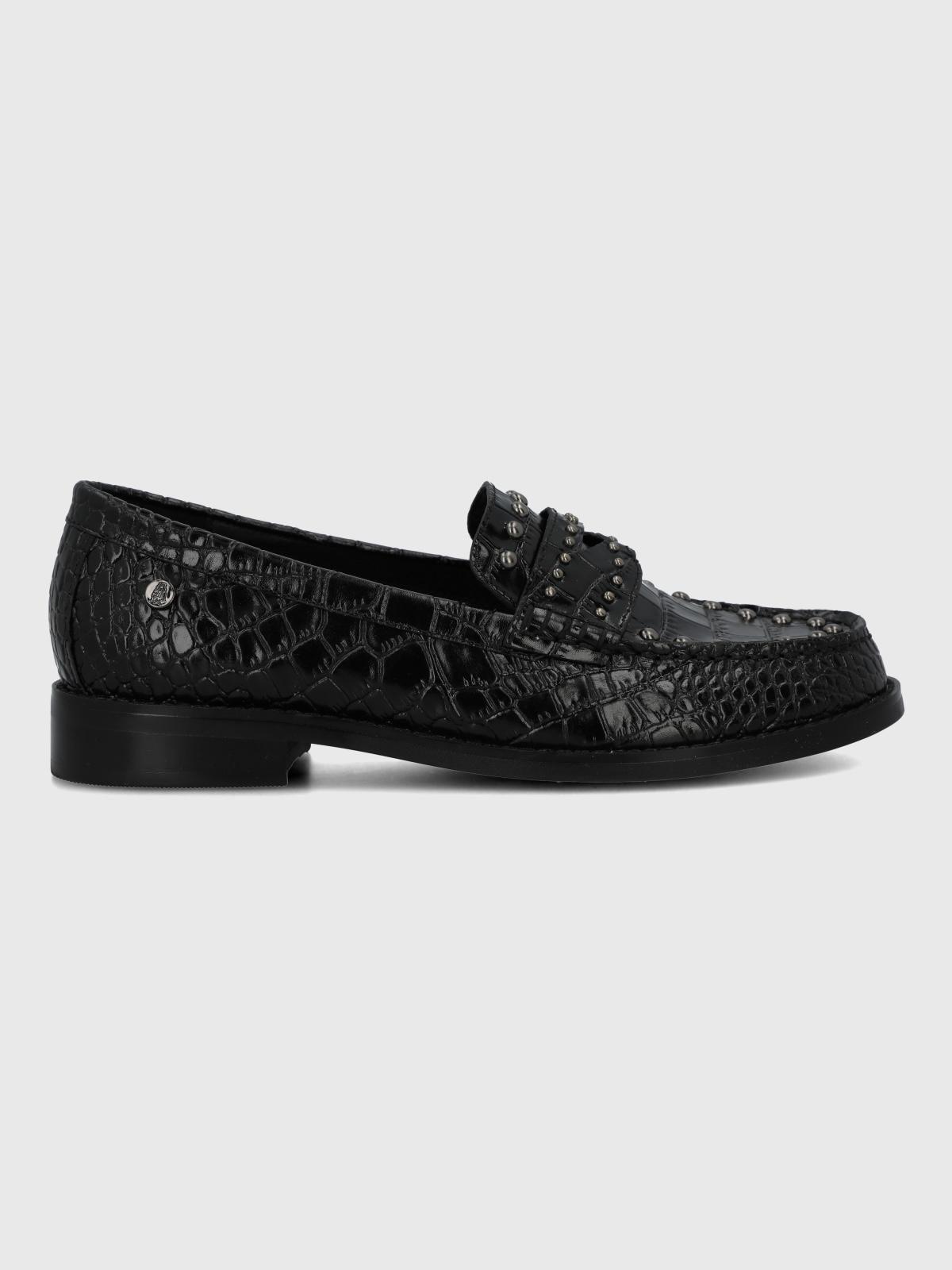 Mocasin Cuero Mujer Crota Negro-1
