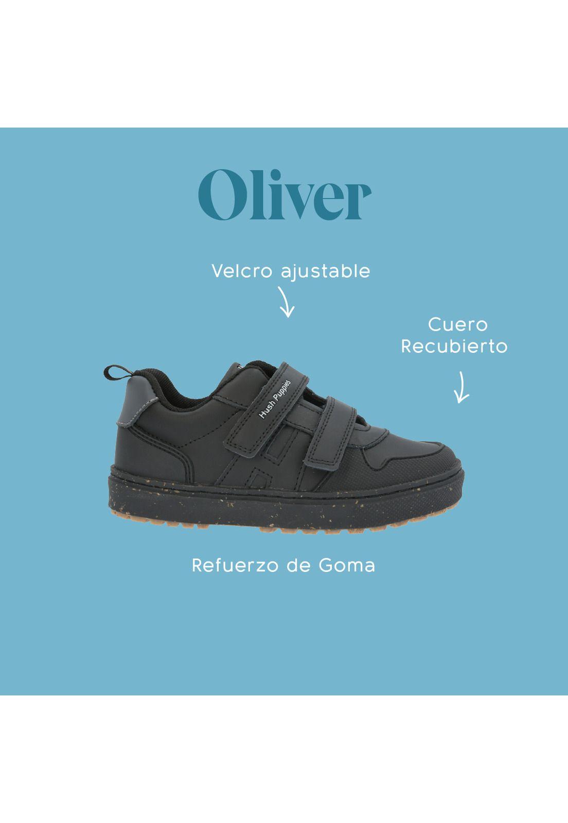 Zapatilla velcr Escolar Oliver negro niño-1