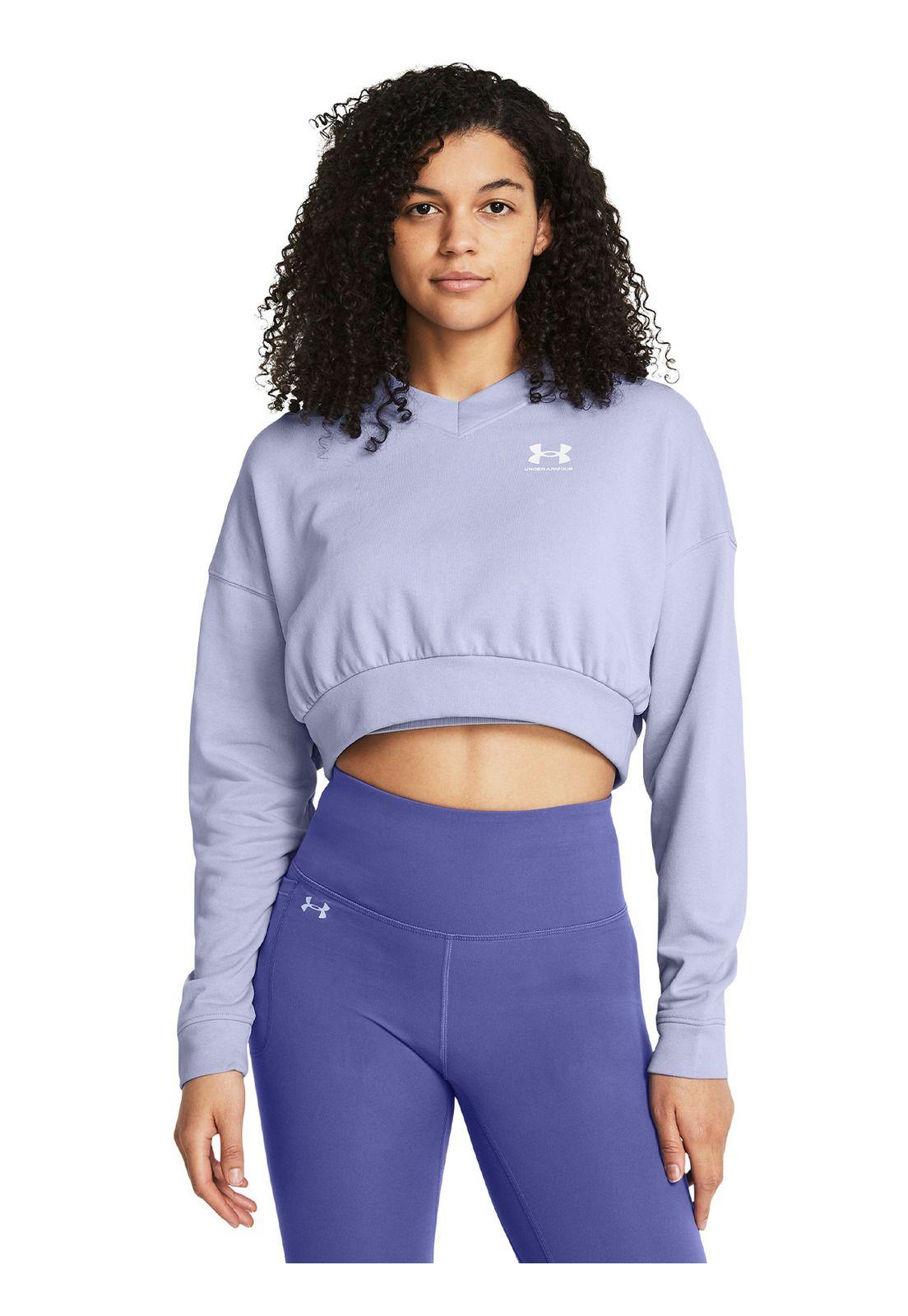 Polerón Crop UA Rival Terry Mujer Morado-0