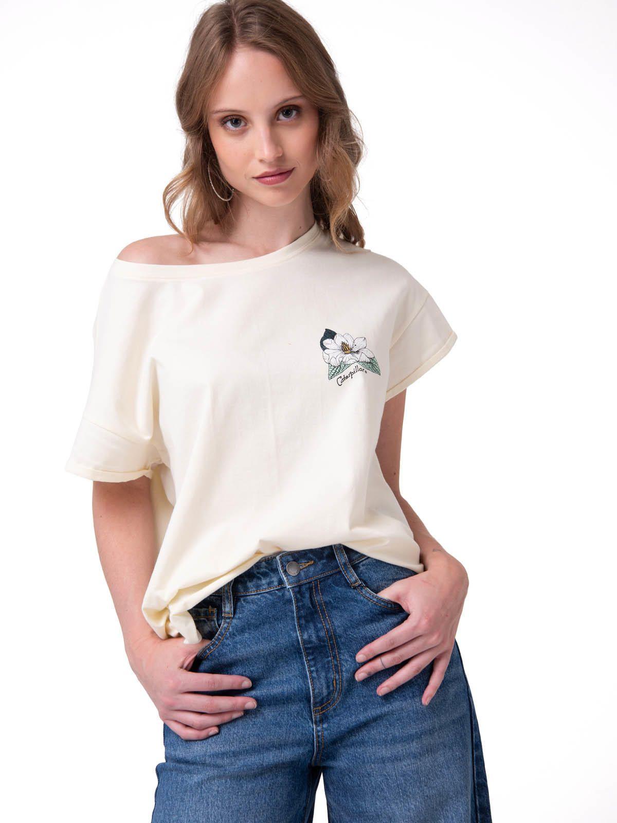 Polera Manga Corta Mujer Botanical Relaxed Blanco-0