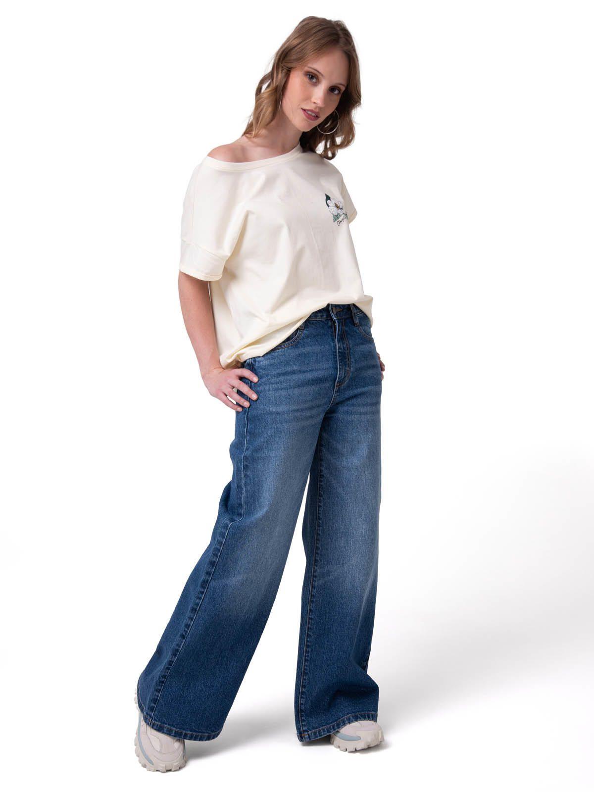 Polera Manga Corta Mujer Botanical Relaxed Blanco-4