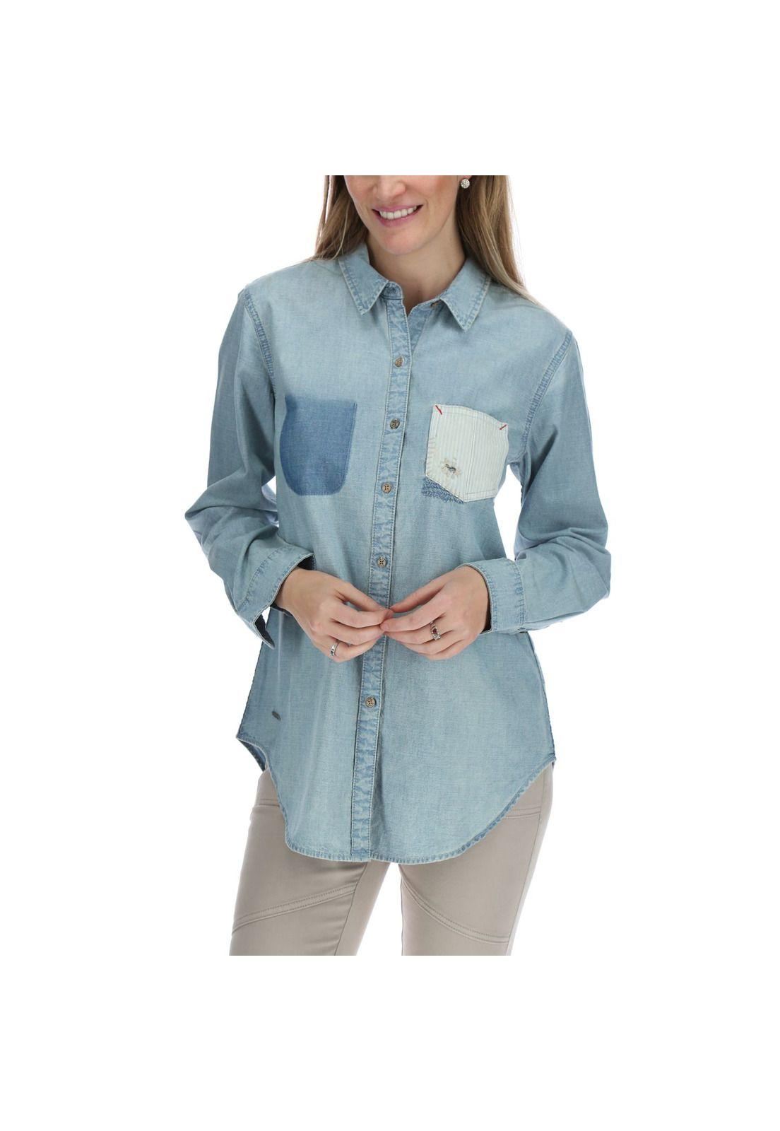 Blusa Manga Larga Mujer Clio Azul-0