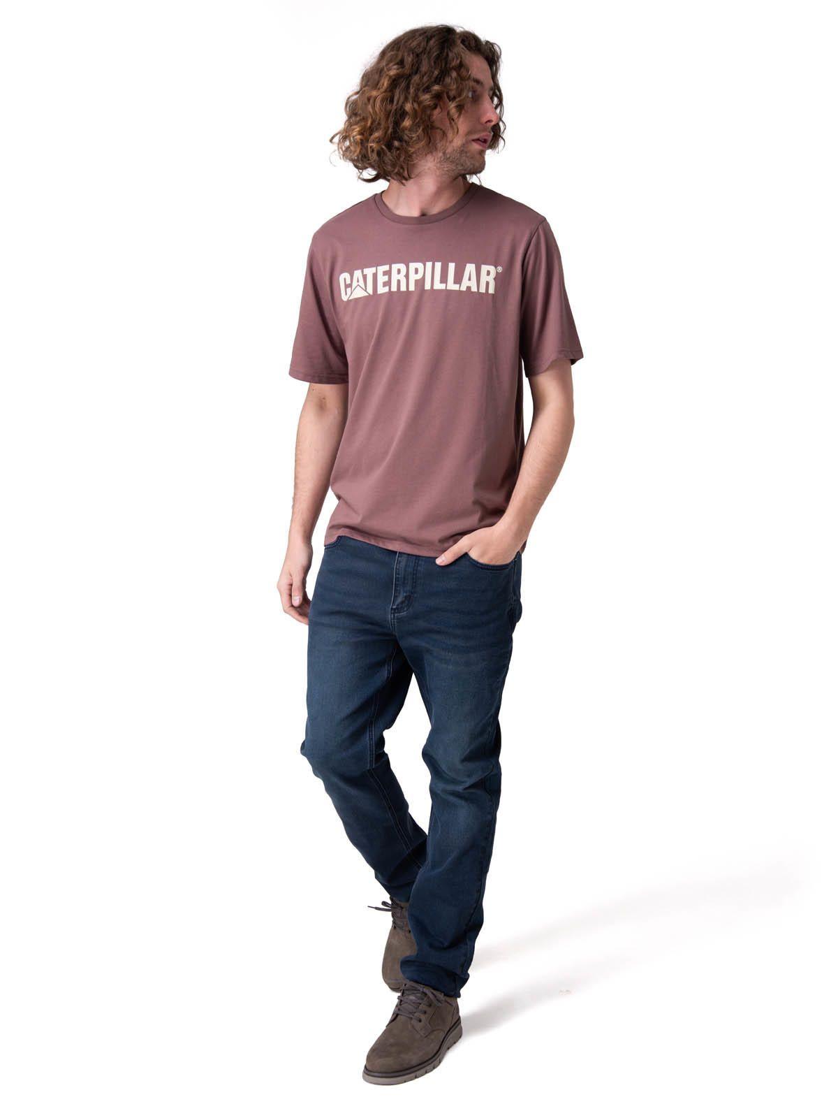 Polera Manga Corta Caterpillar Logo Tee Hombre Café-5