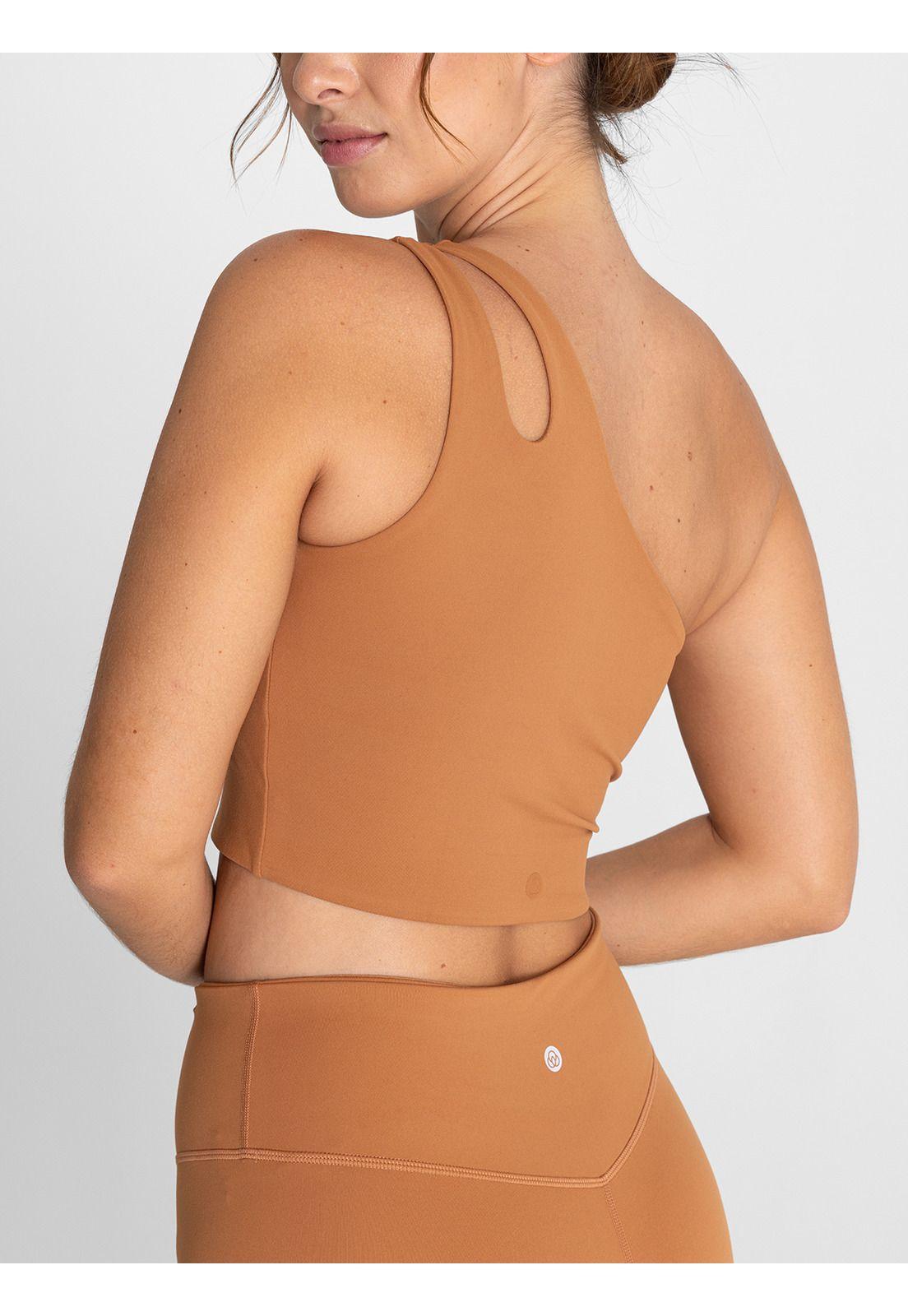Peto deportivo Mujer One Shoulder Gala Caramelo-5
