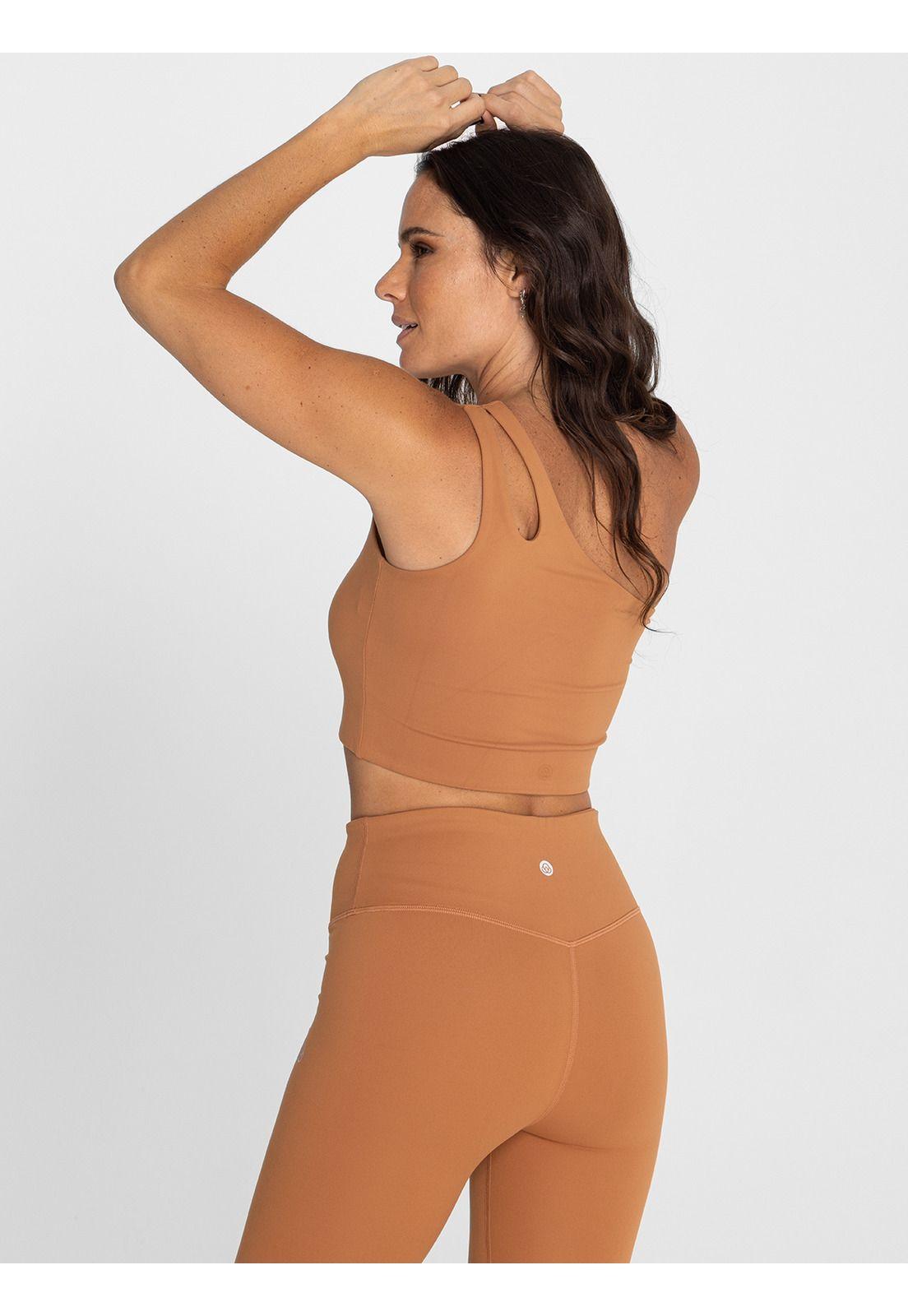 Peto deportivo Mujer One Shoulder Gala Caramelo-8
