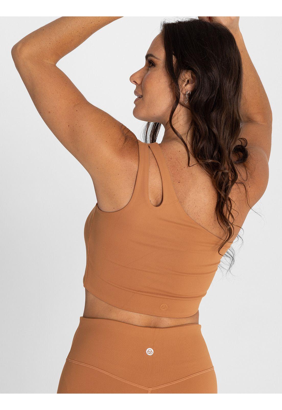 Peto deportivo Mujer One Shoulder Gala Caramelo-9
