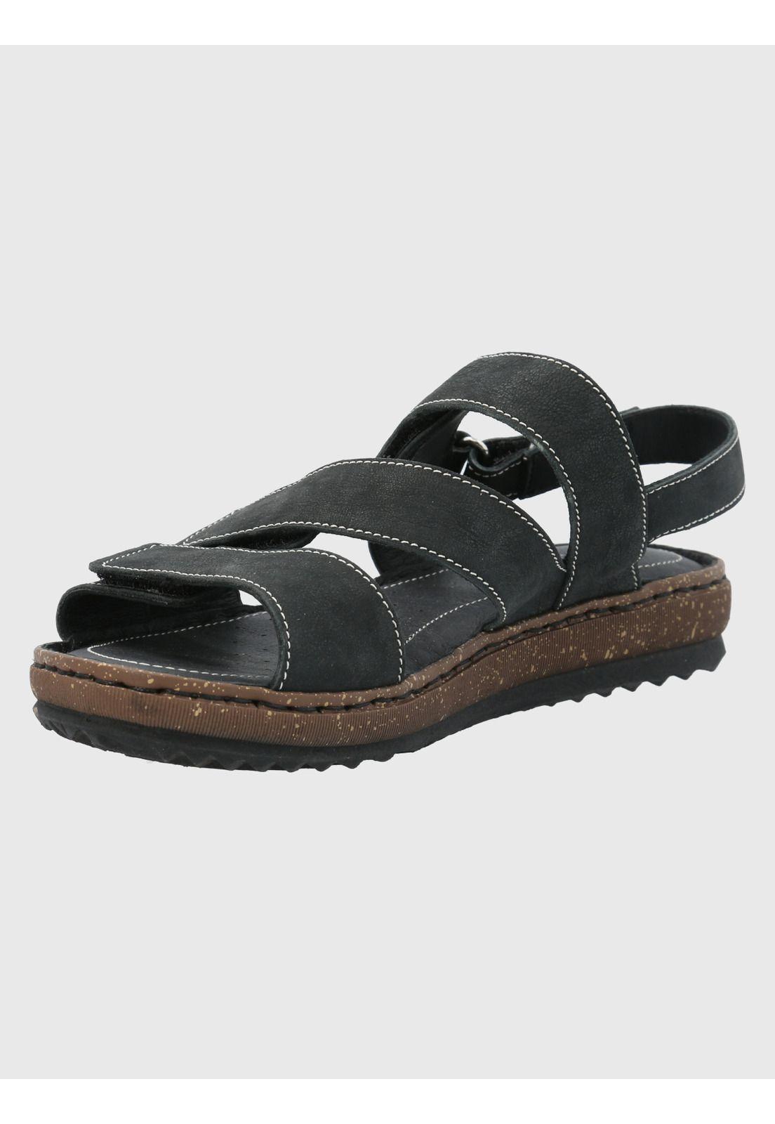 Sandalia Cuero Negro Mujer Apricot -4
