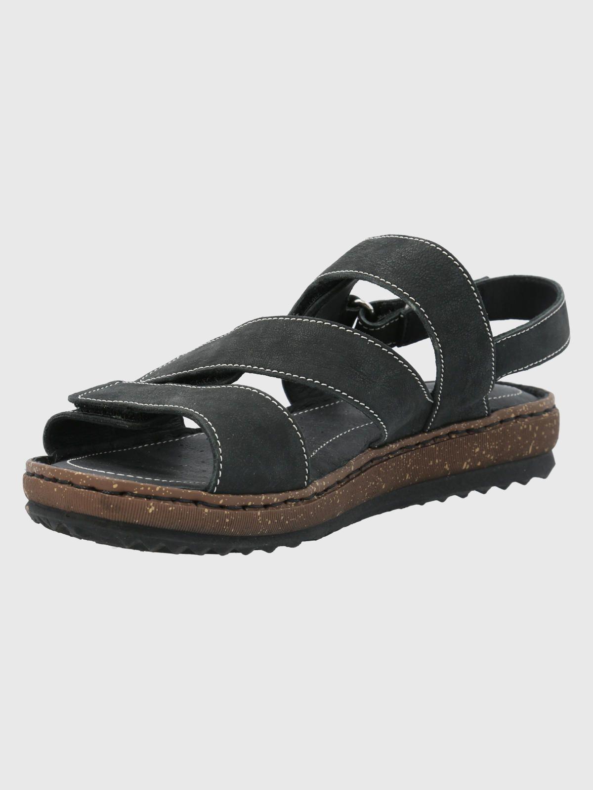 Sandalia Cuero Negro Mujer Apricot -4