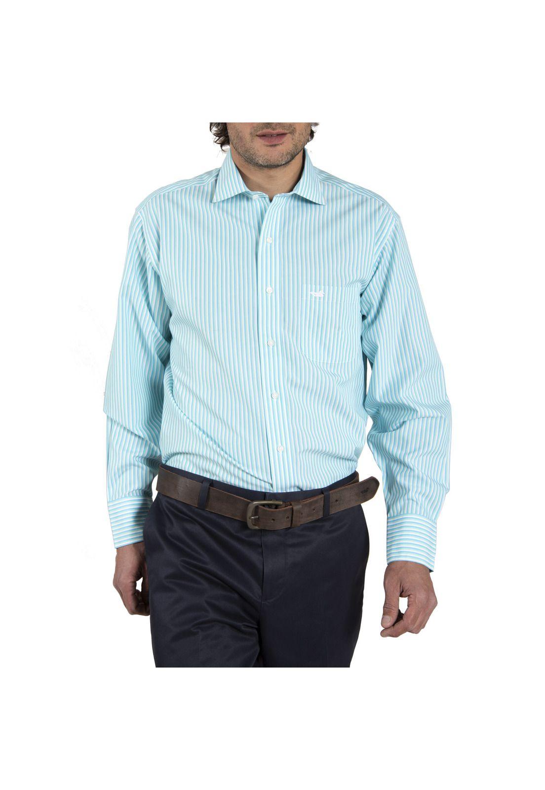 Camisa Algodón Libre de Arrugas Celeste Hombre Rockford-0