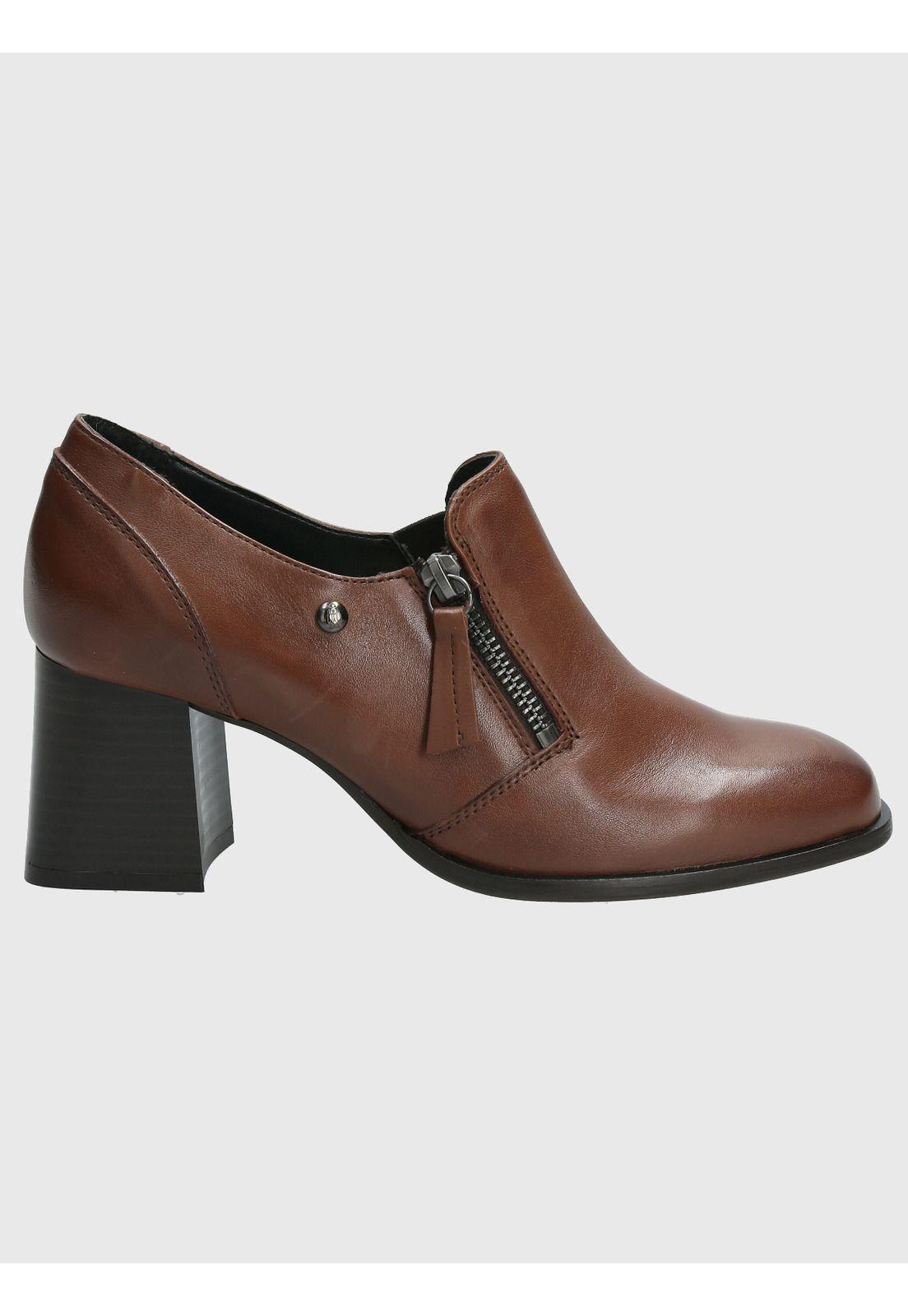 Zapato Cuero Mujer Pomell Café-1