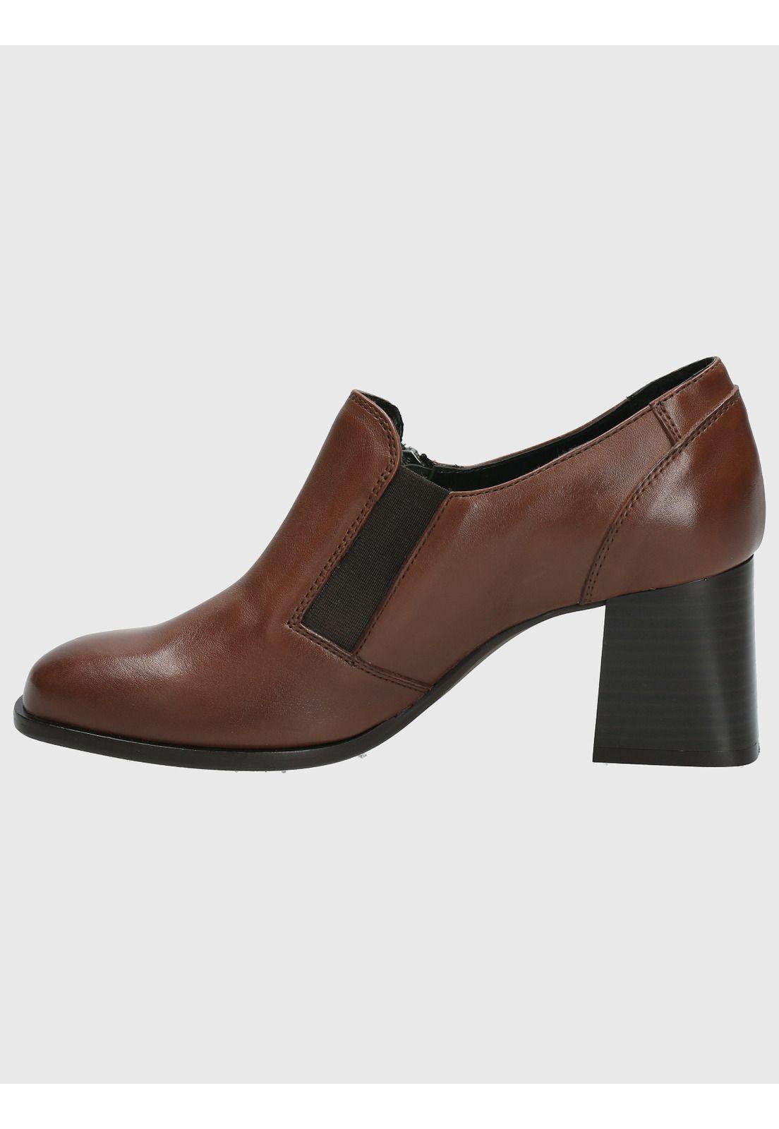 Zapato Cuero Mujer Pomell Café-5