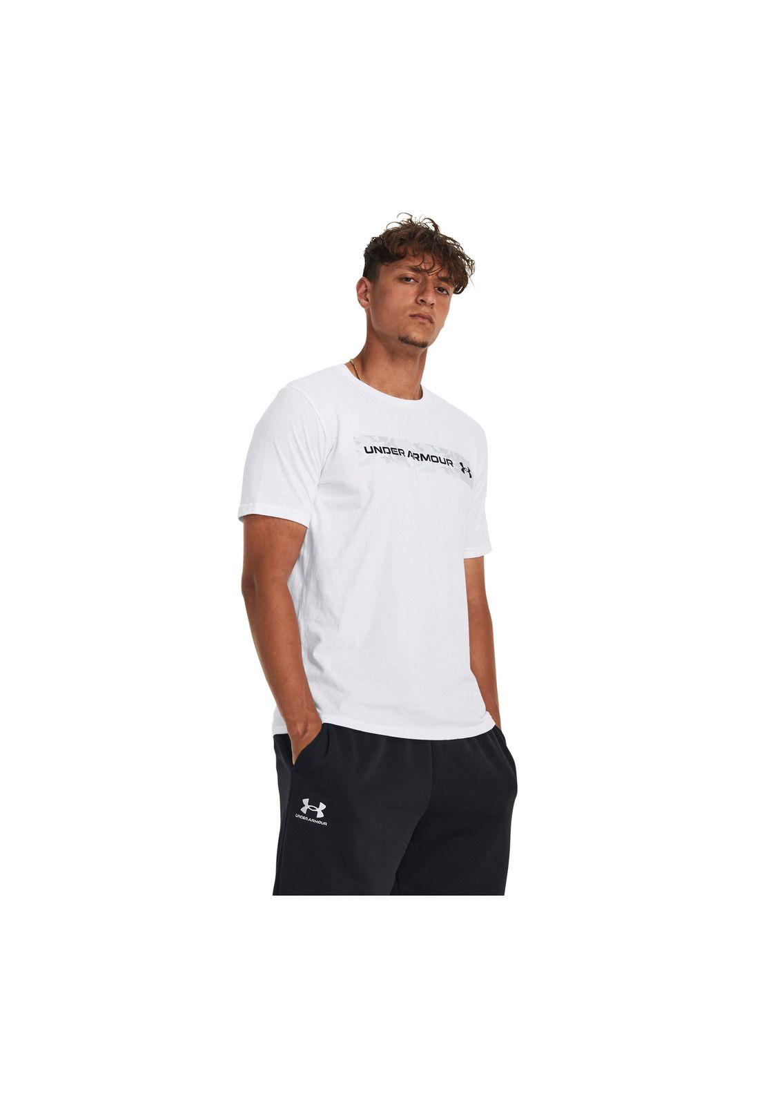 Polera UA Camo Chest Stripe hombre Blanco-3
