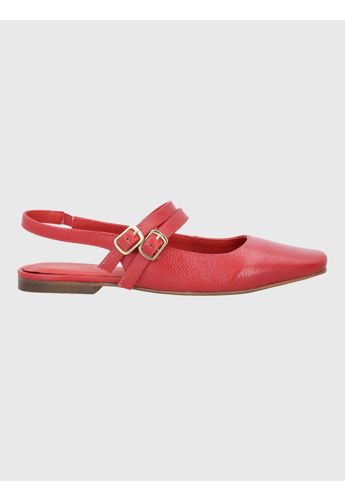 Ballerina Cuero Mujer Clementine Roja-1