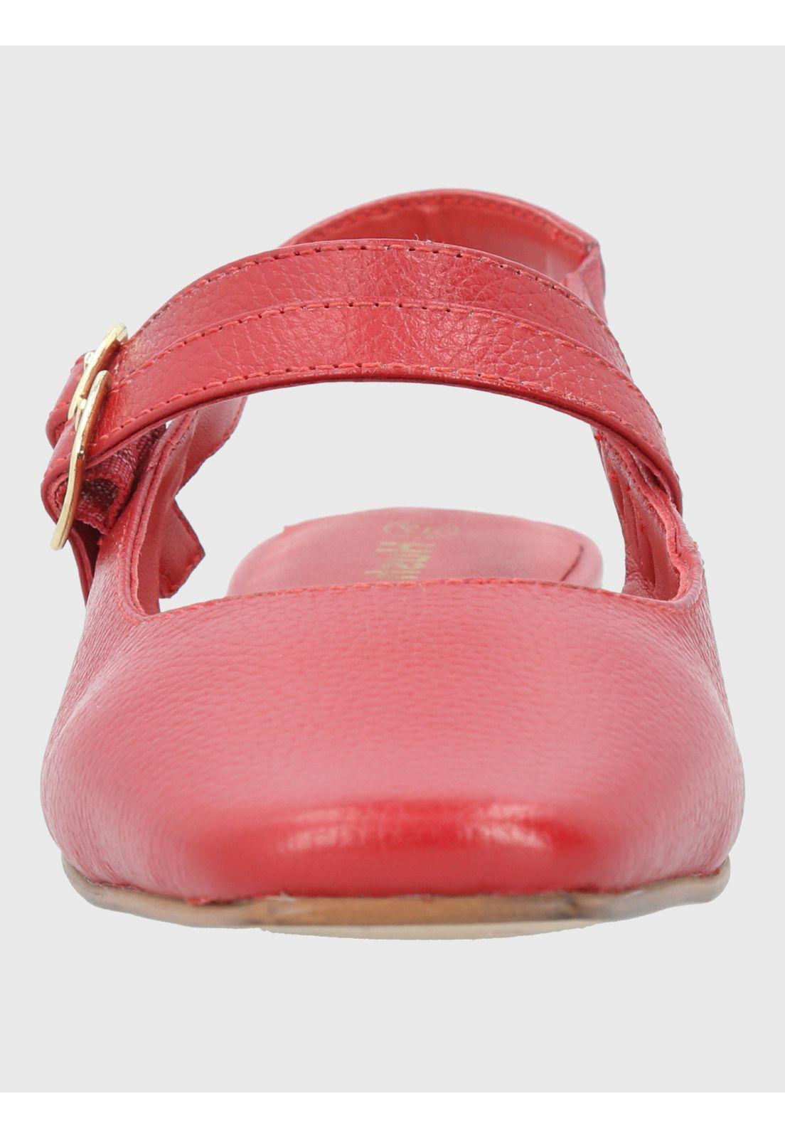 Ballerina Cuero Mujer Clementine Roja-3