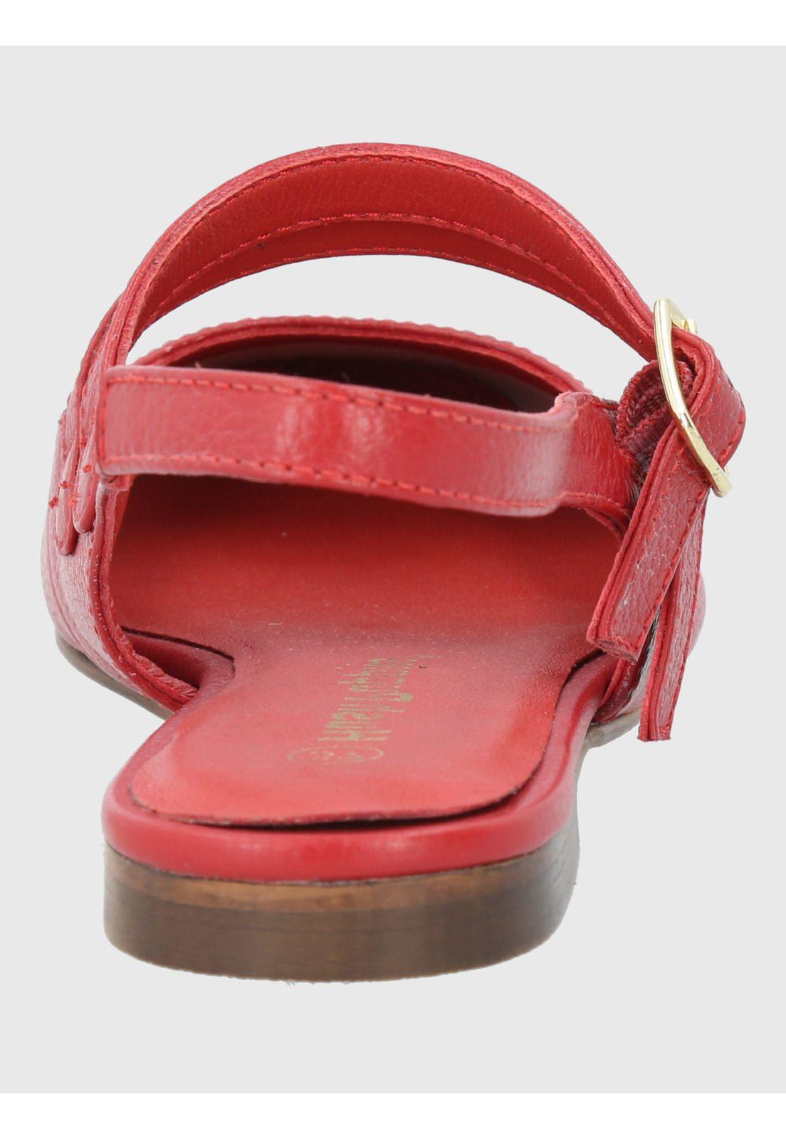 Ballerina Cuero Mujer Clementine Roja-6