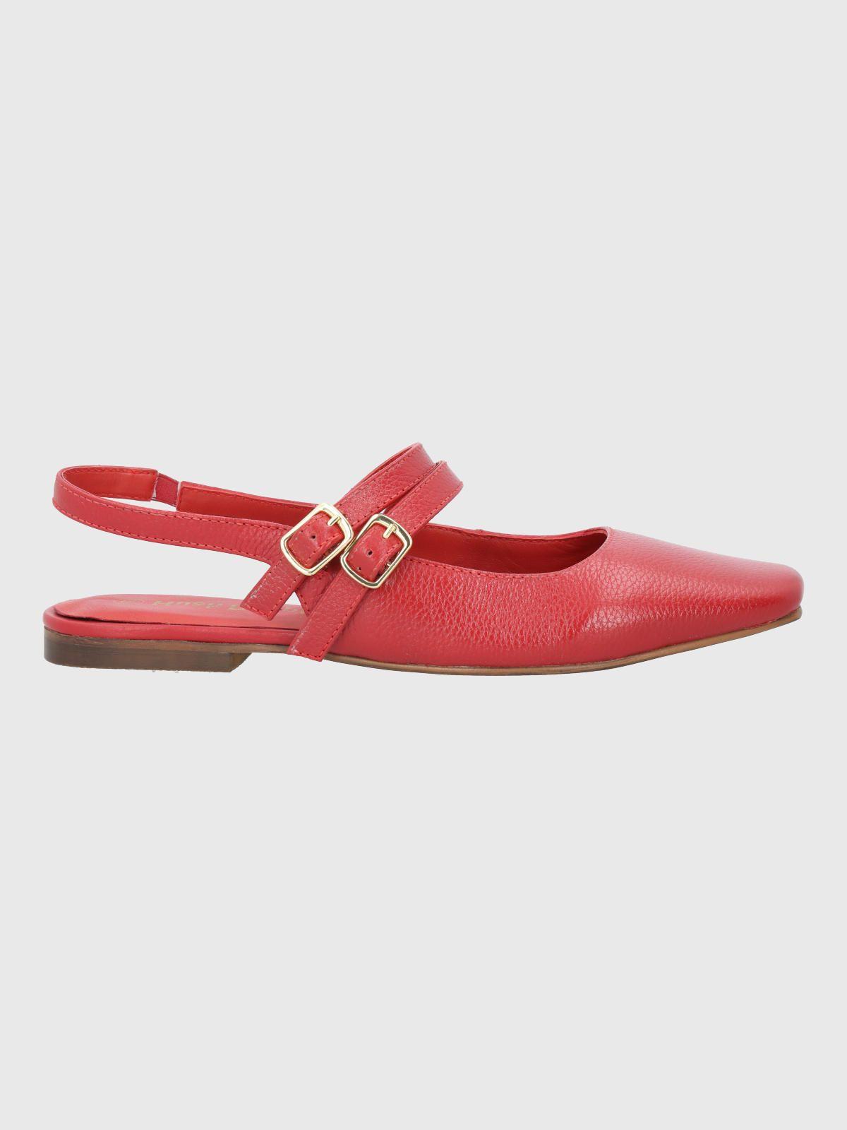Ballerina Cuero Mujer Clementine Roja-1