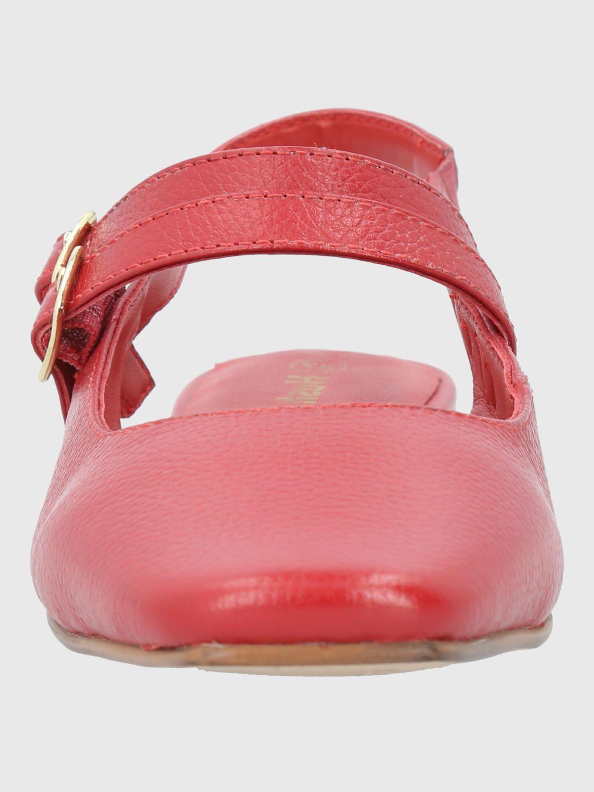 Ballerina Cuero Mujer Clementine Roja-3
