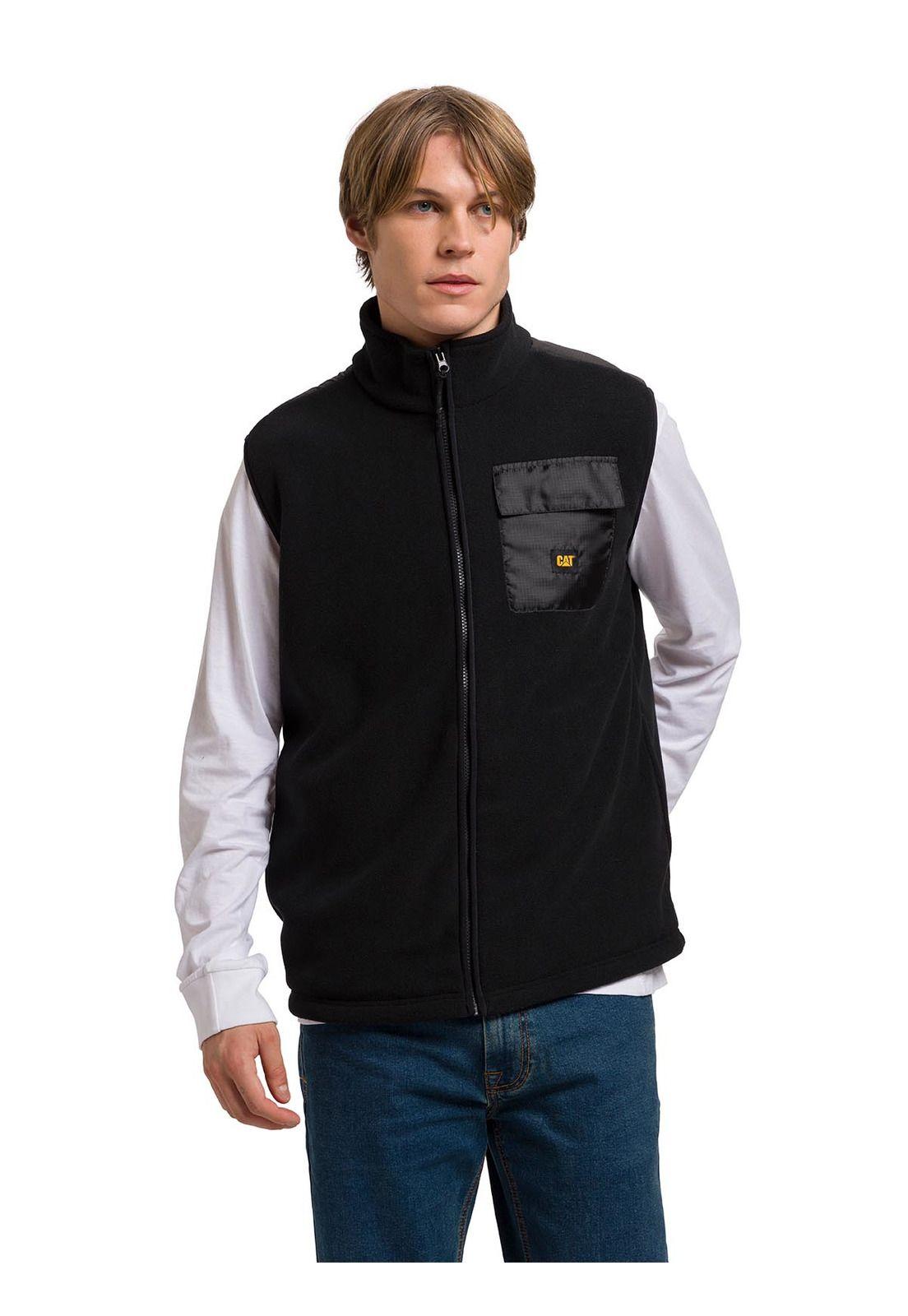 Polar Sin Mangas Fleece Utility Hombre Negro Cat-3